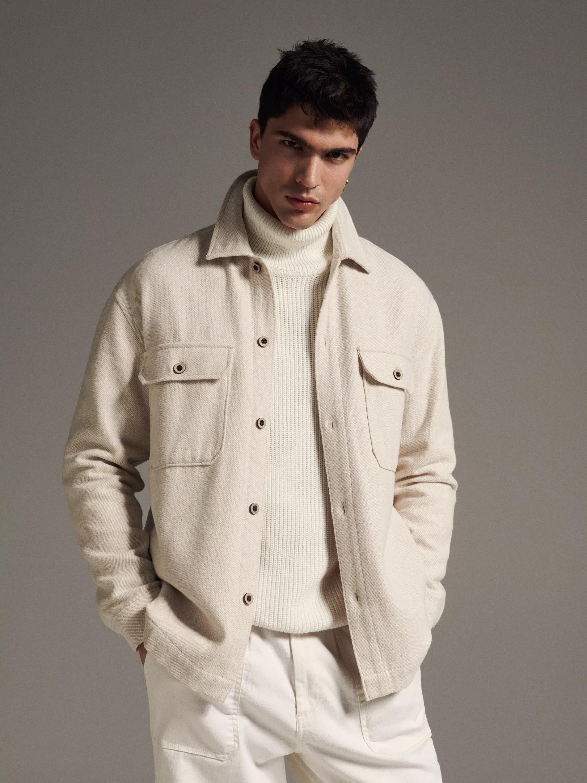Nude Shirt Jacket With Pockets, , large image number 1