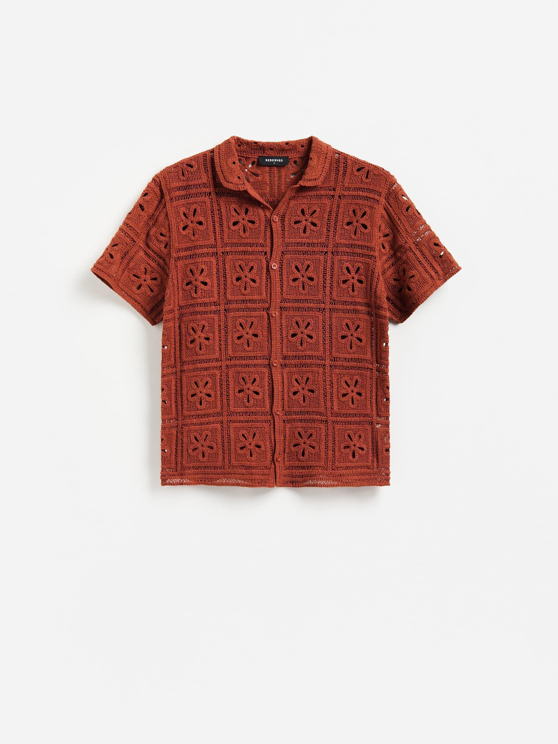Brown Broderie Anglaise Cotton Shirt, Brown, large image number 3