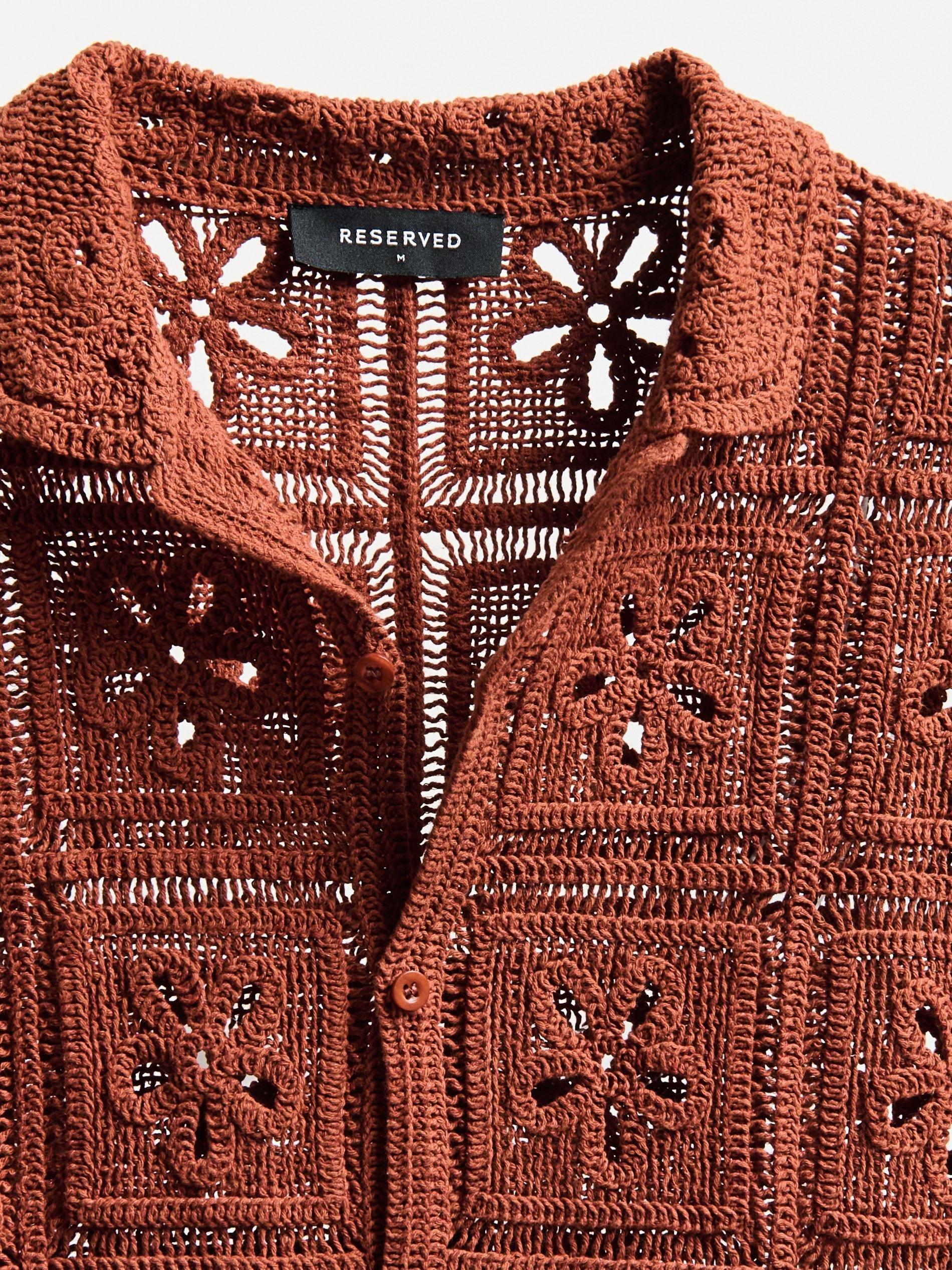 Brown Broderie Anglaise Cotton Shirt, Brown, large image number 4