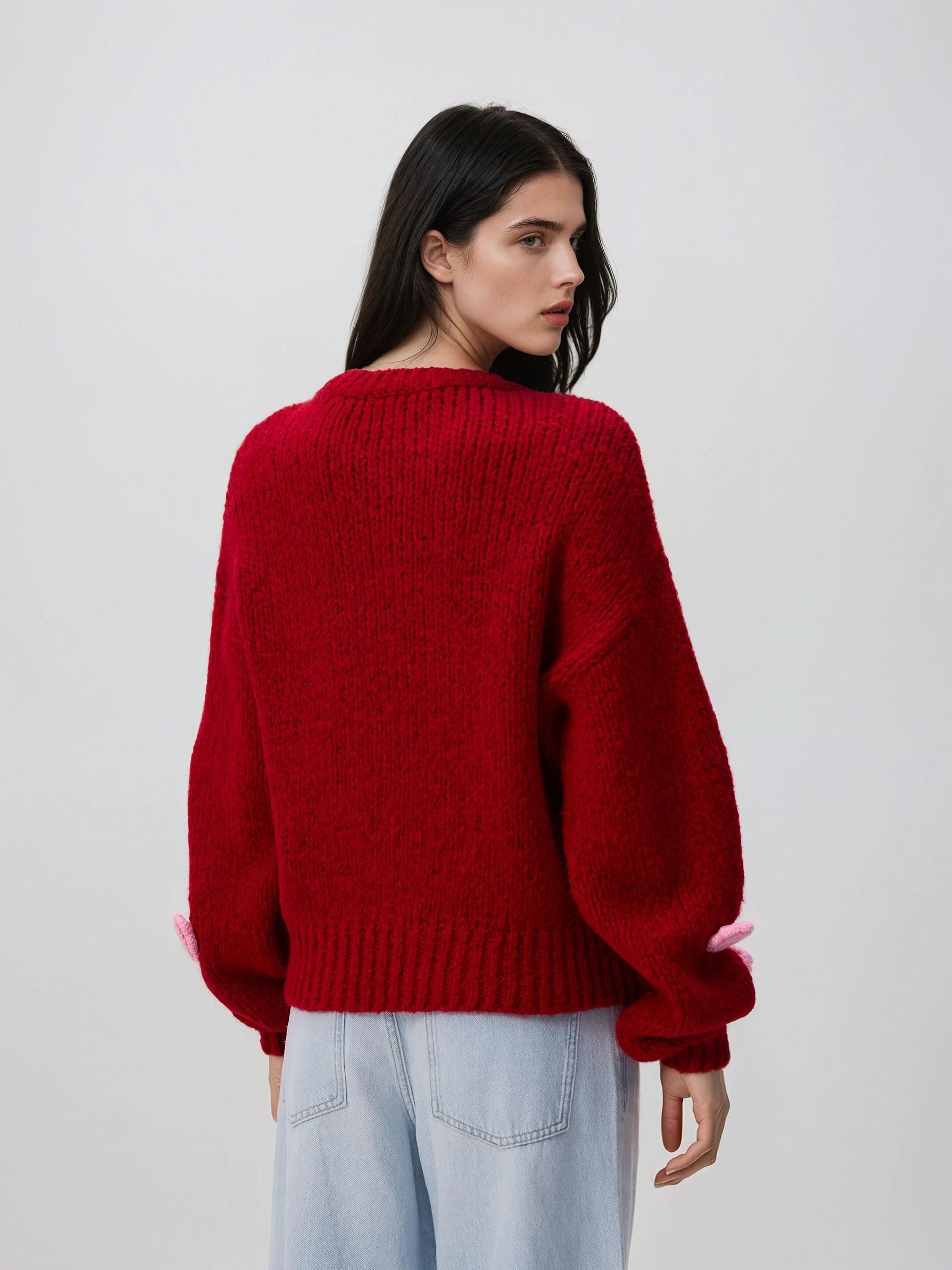 Red Sweater With Roses, Red, large image number 4