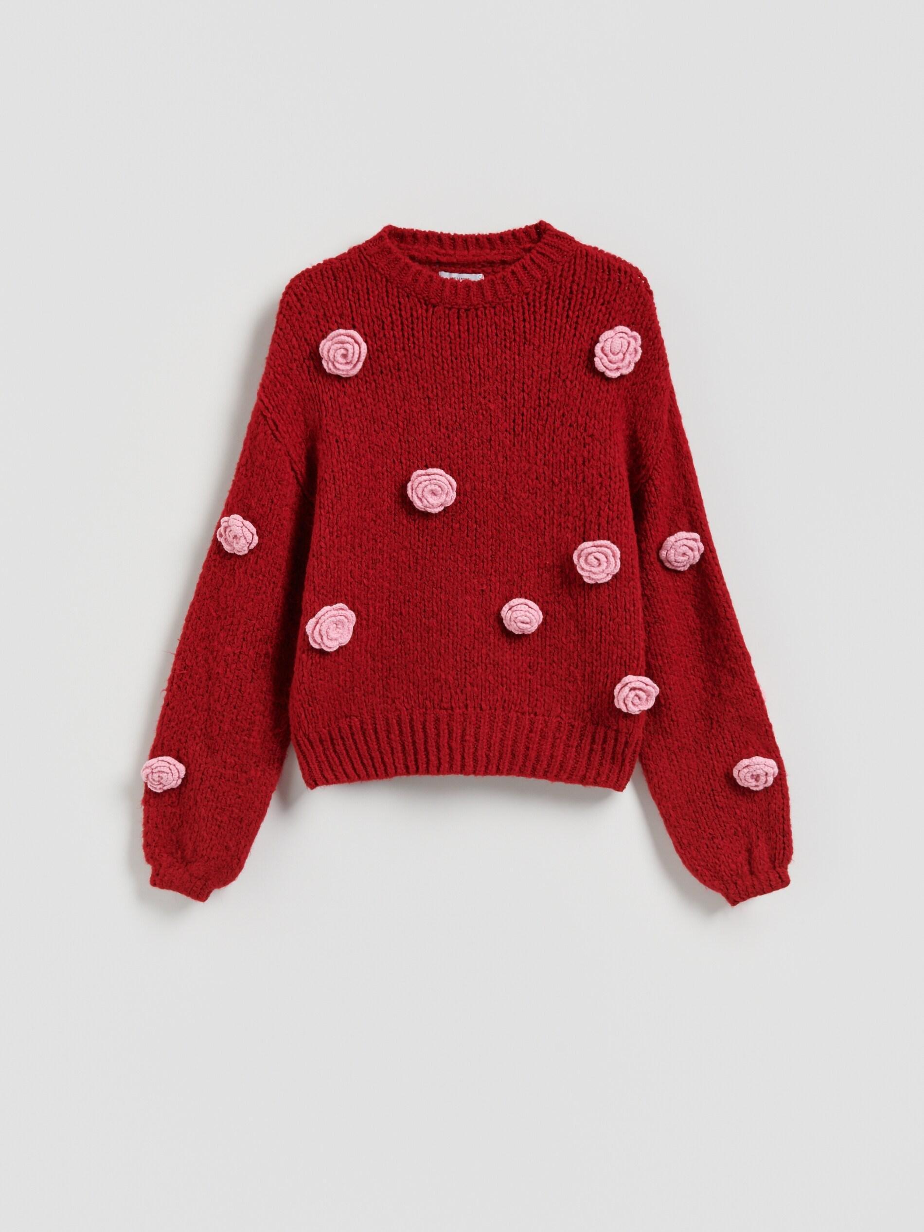 Red Sweater With Roses, Red, medium