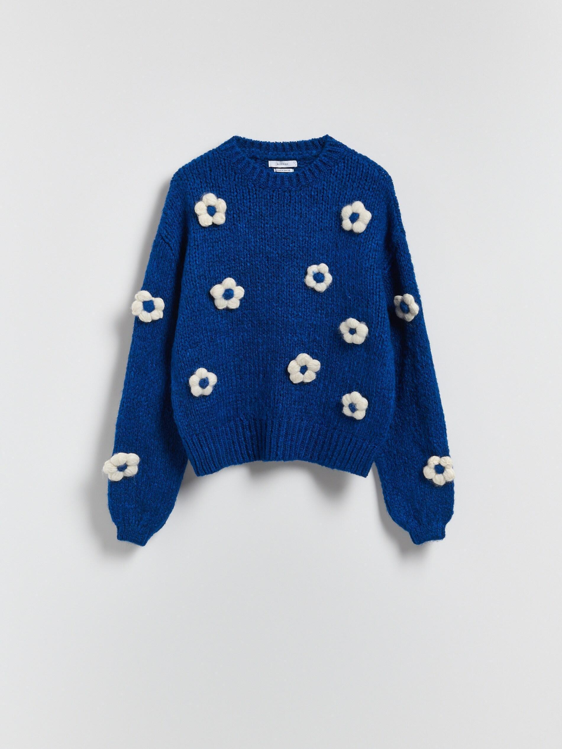 Navy Jumper With Floral Applique, Navy, medium