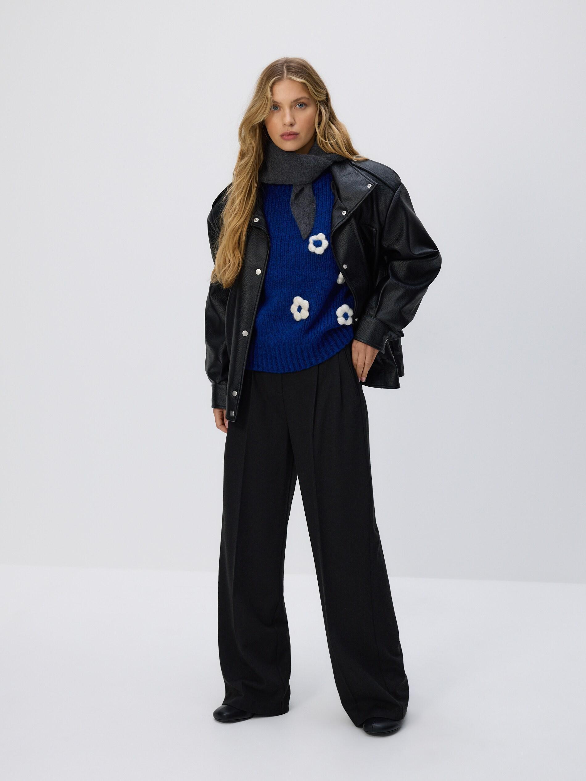 Navy Jumper With Floral Applique, Navy, medium