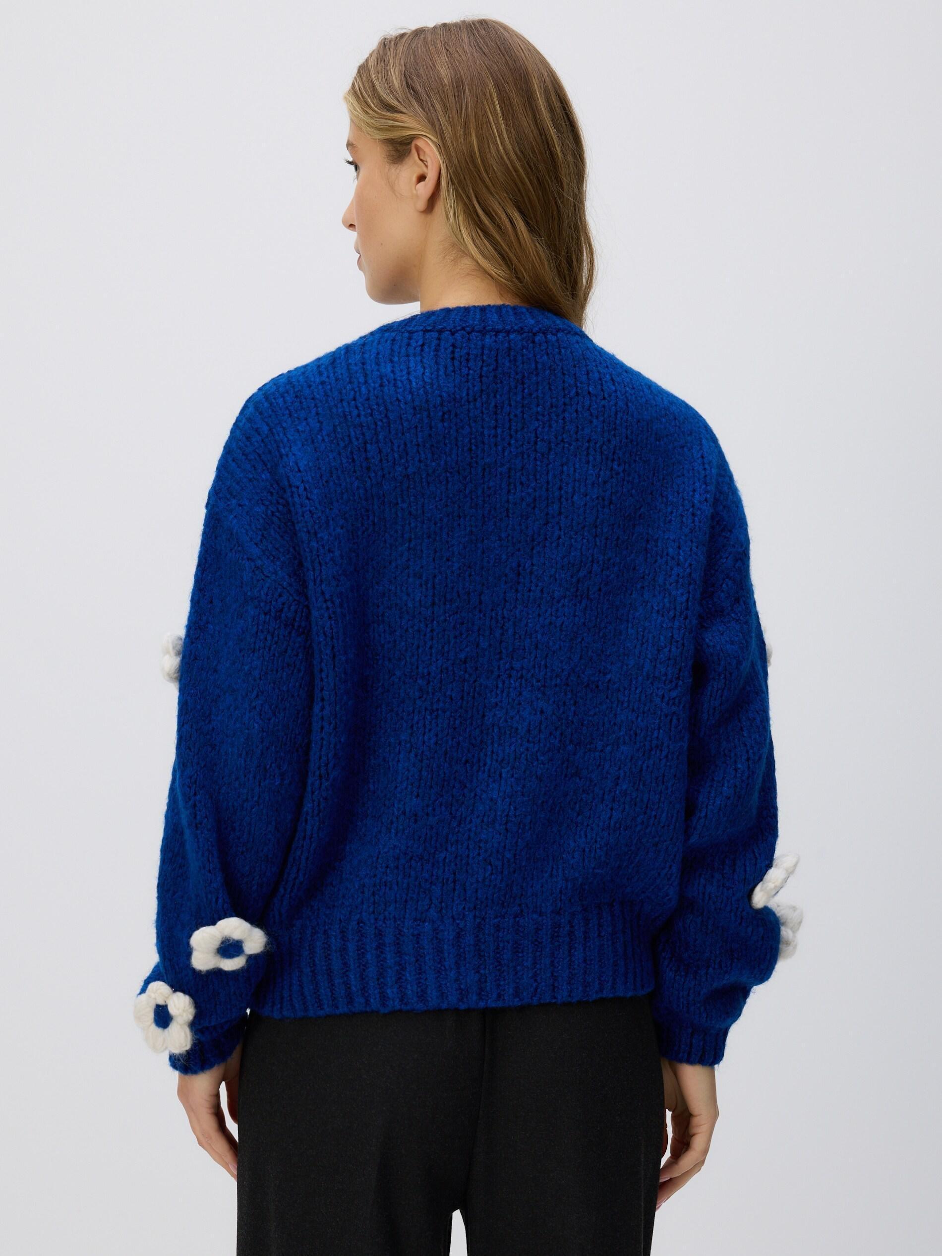 Navy Jumper With Floral Applique, Navy, medium