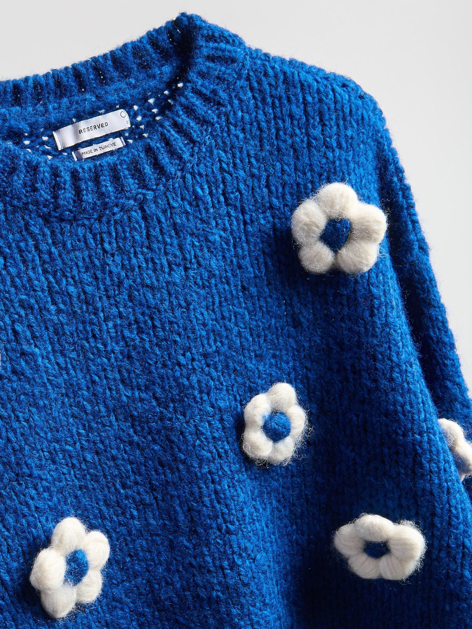 Navy Jumper With Floral Applique, Navy, large image number 7