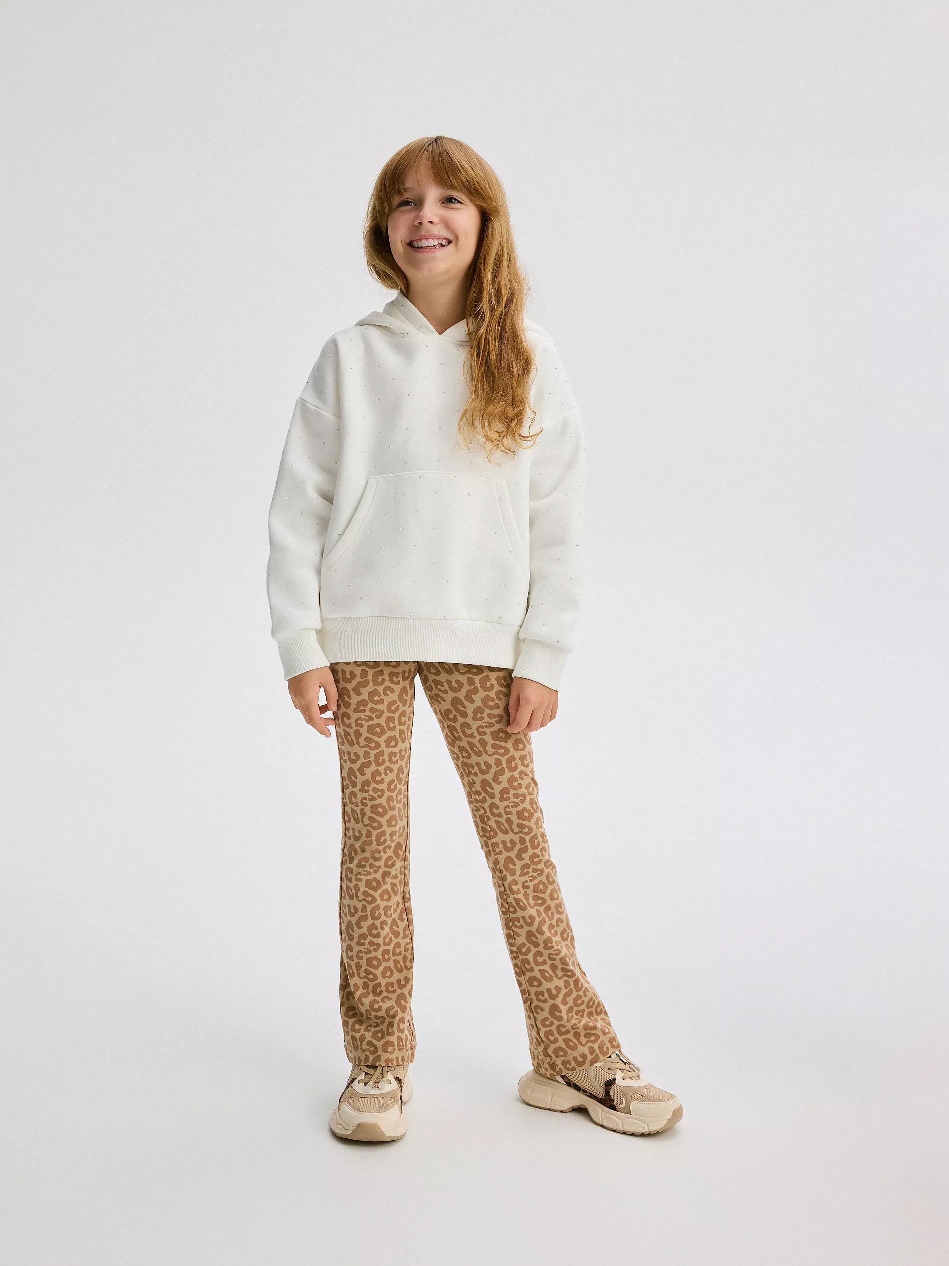 BEIGE Patterned flare trousers, Beige, large image number 4