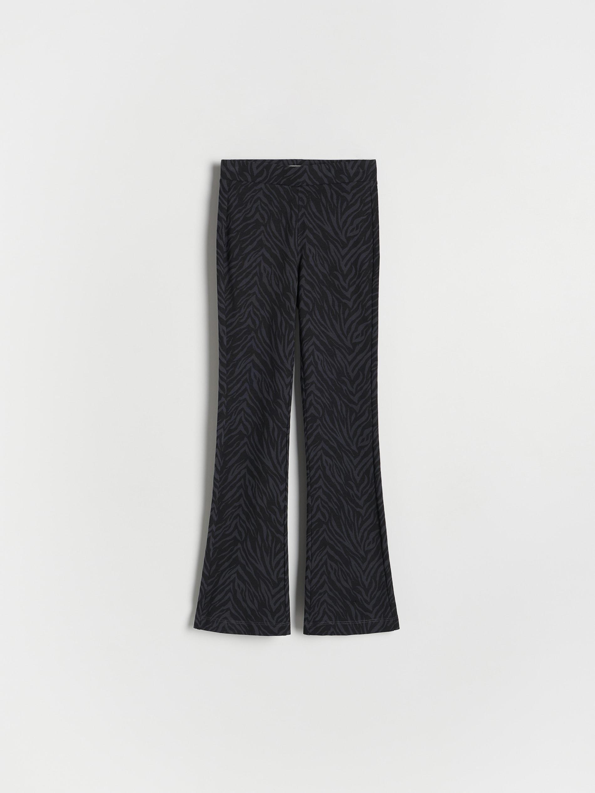 Grey Patterned Flared Trousers, , large image number 0