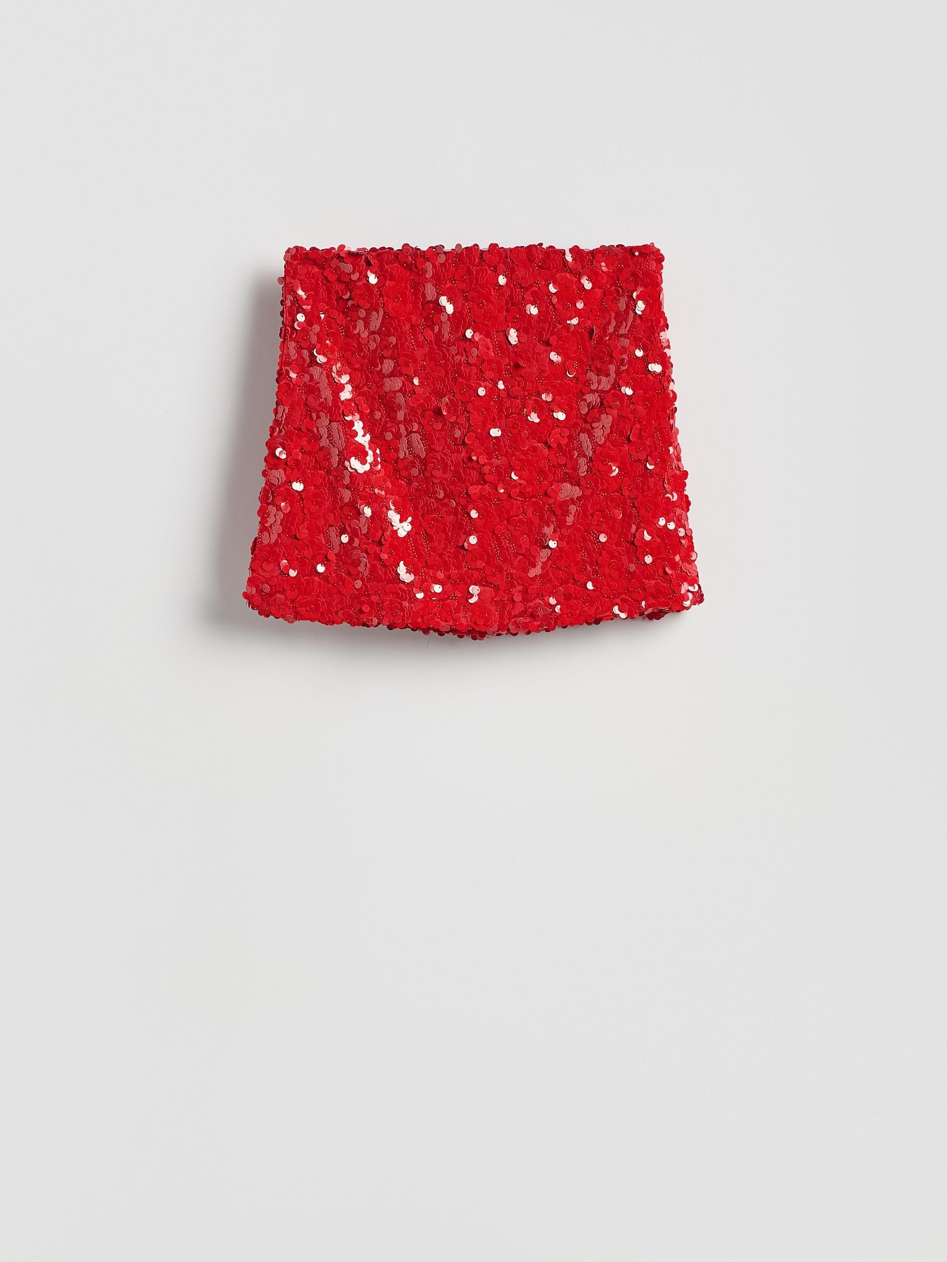 Red Sequin Mini Skirt, Red, large image number 4
