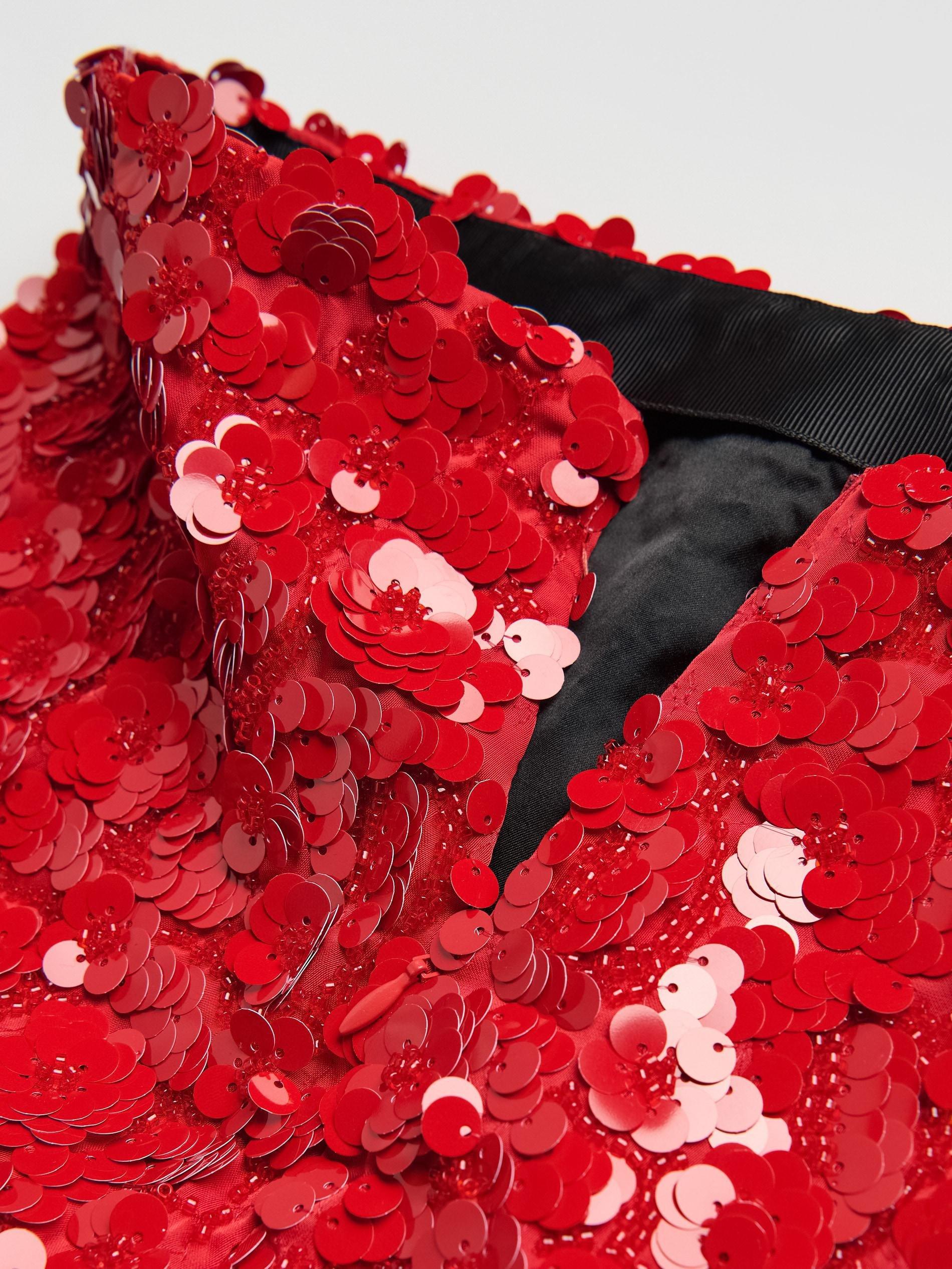 Red Sequin Mini Skirt, Red, large image number 5