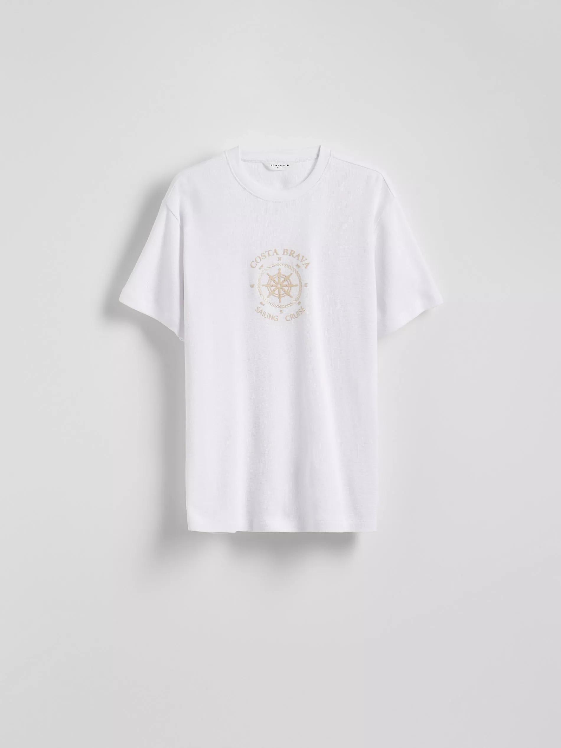 White Regular Fit Printed T-Shirt, , large image number 0