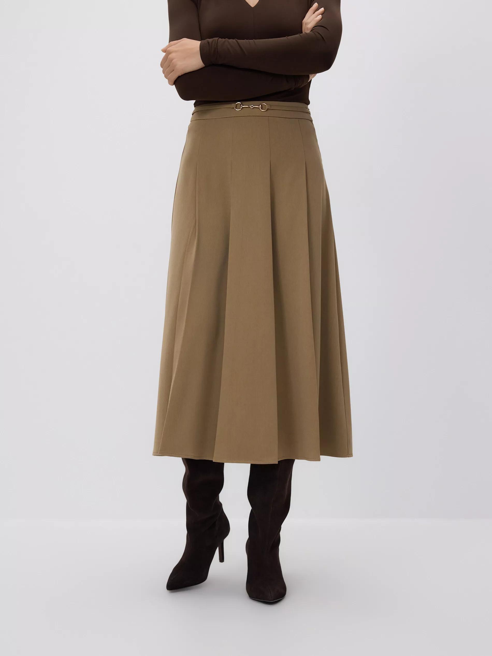 Beige Pleated Skirt, Beige, large image number 2