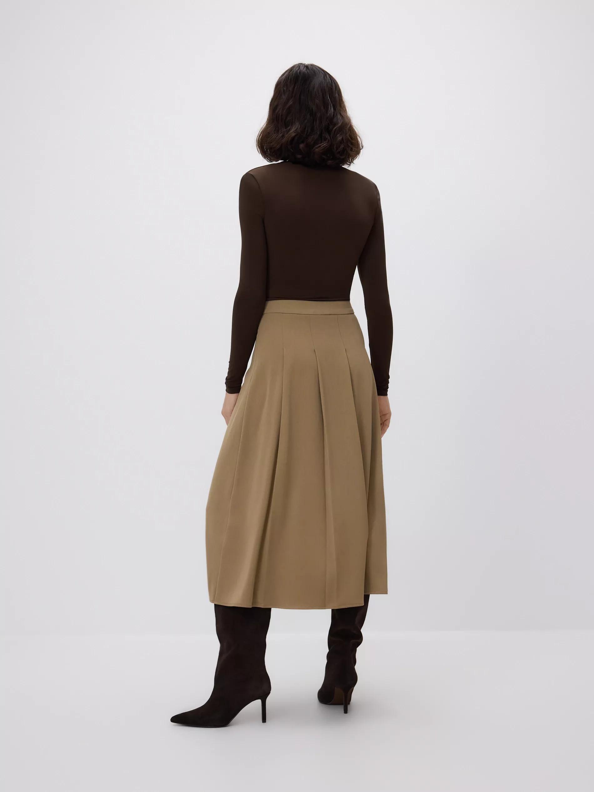 Beige Pleated Skirt, Beige, large image number 3