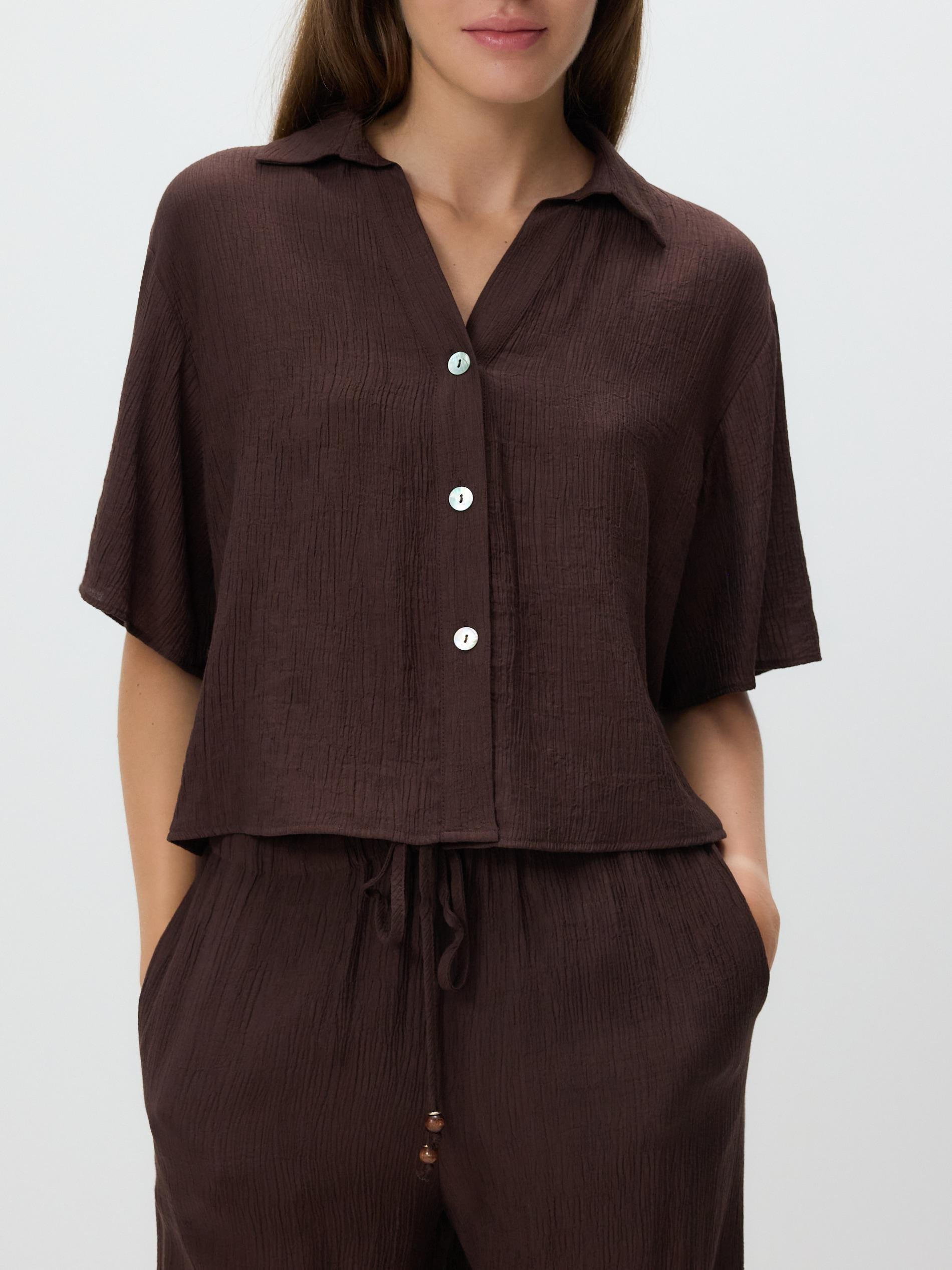Brown Crease Effect Shirt, , large image number 1