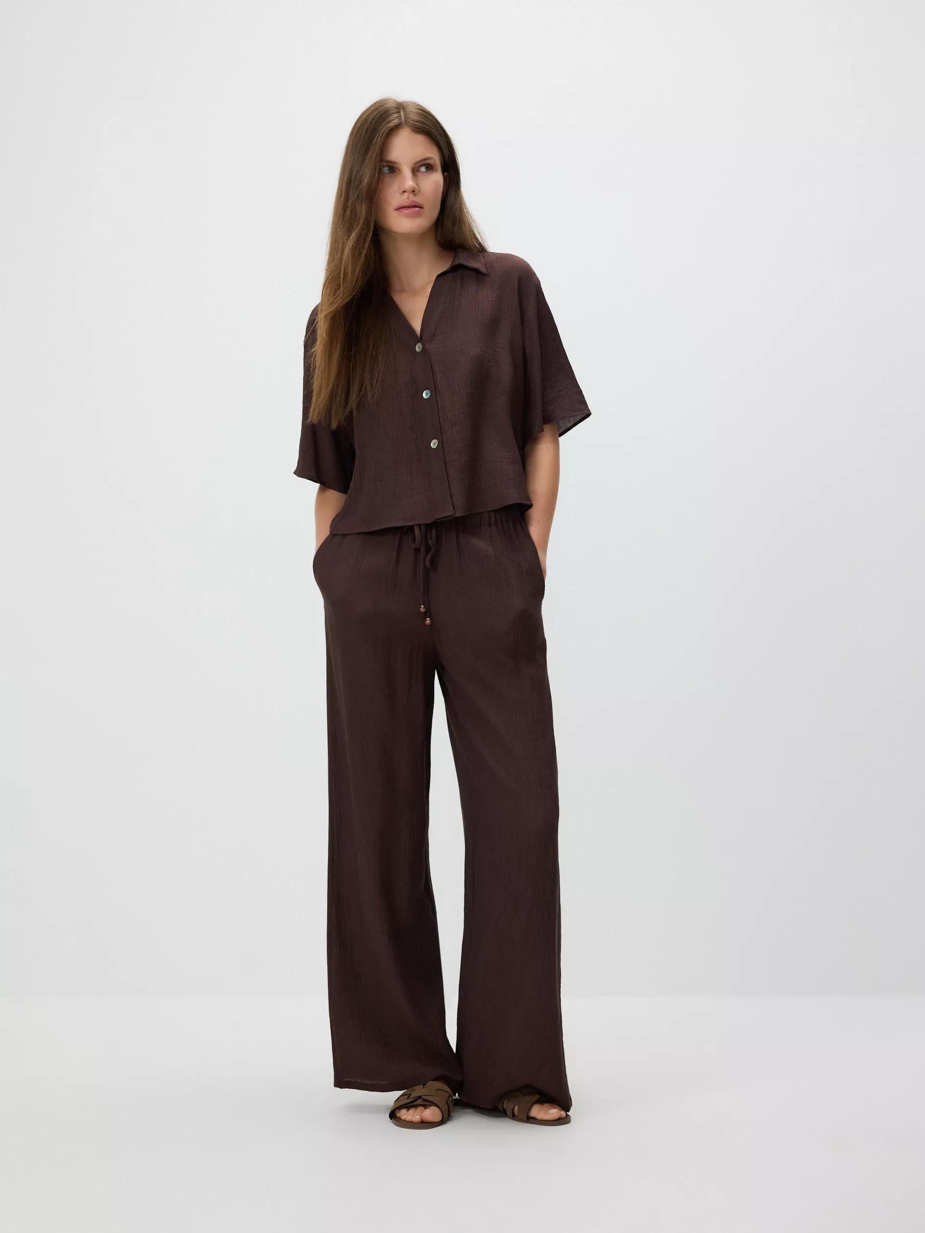 Brown Crease Effect Shirt, , large image number 2