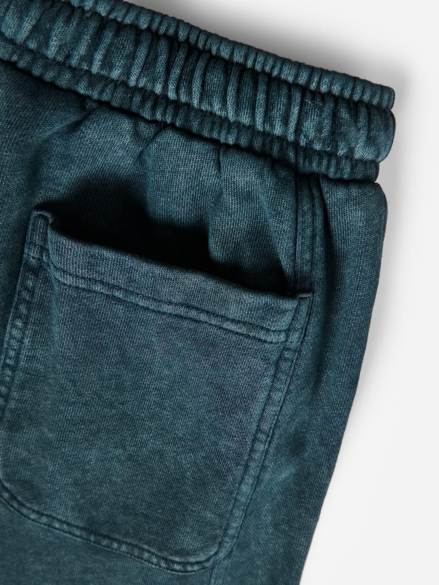 Navy Wide Leg Trousers With Washed Effect, Navy, medium