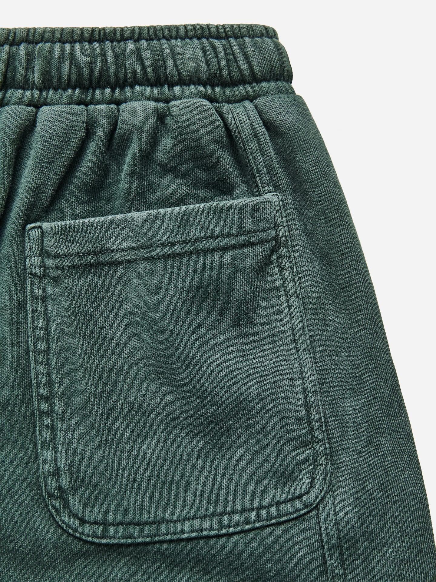 Green Wide Leg Trousers With Washed Effect, Khaki, medium