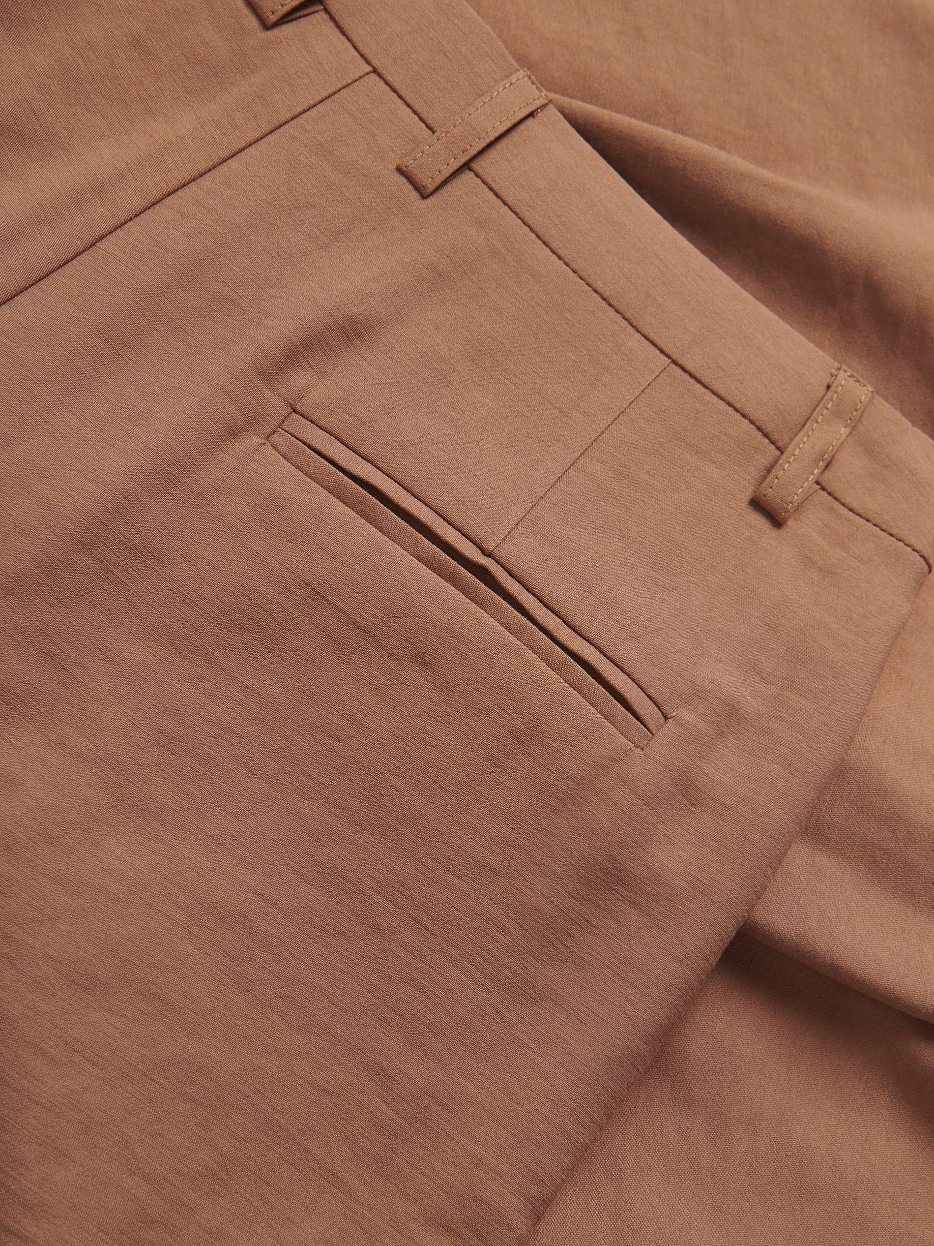 Golden Brown Bermuda Shorts With Pleats, Brown, medium