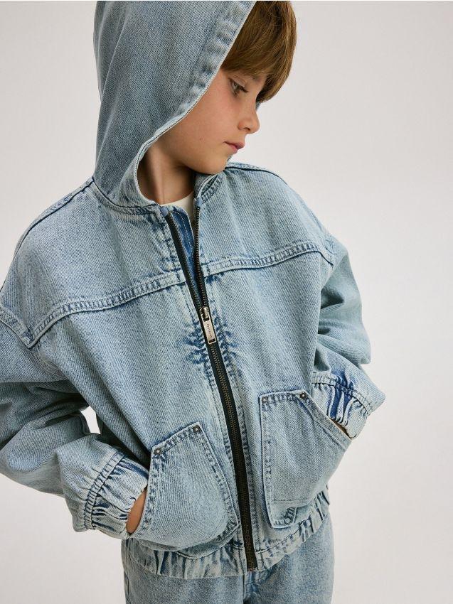 Reserved Blue Oversized Denim Jacket Kids Boys Azadea UAE