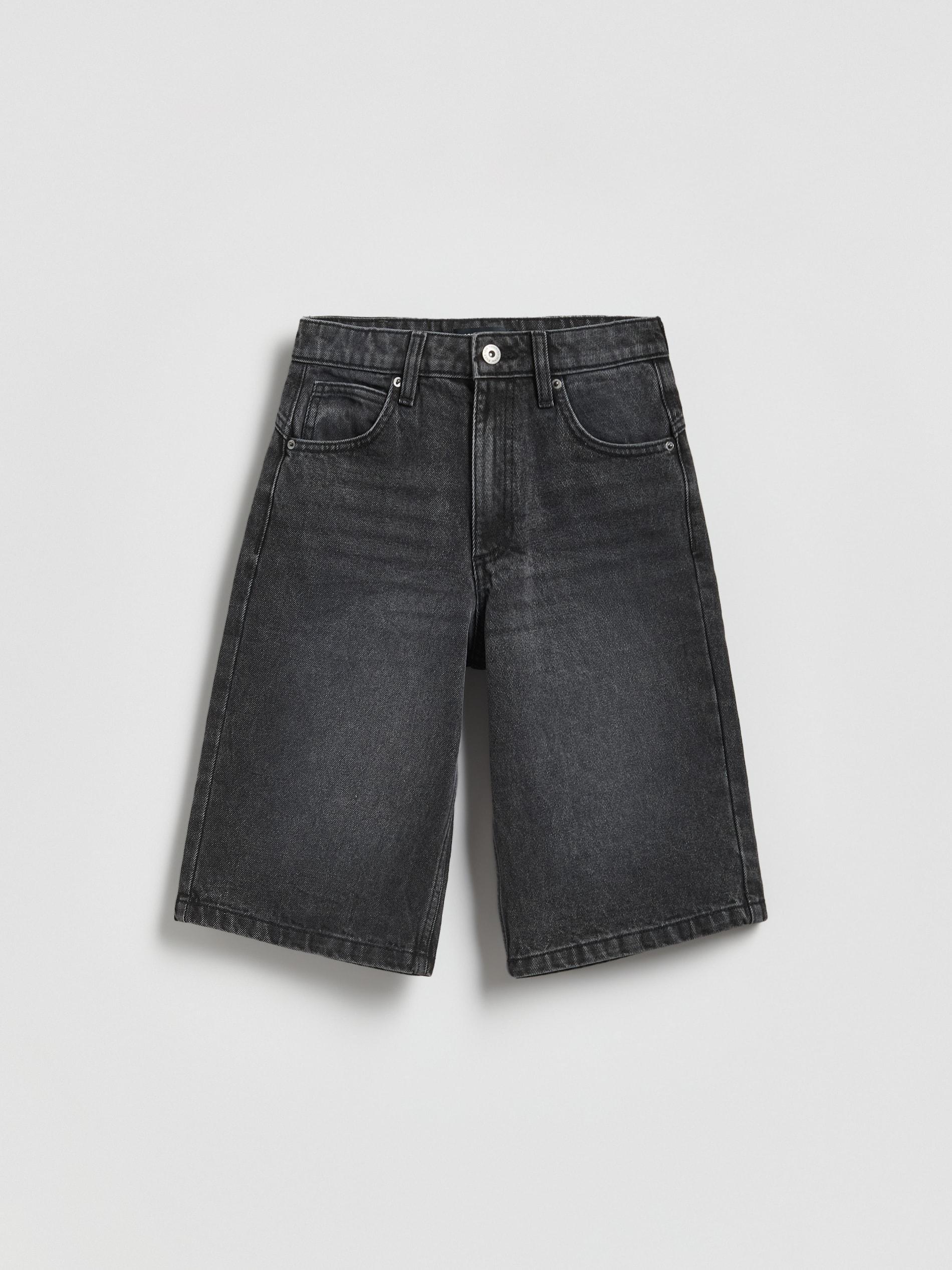 Black Denim Shorts, Black, large image number 0