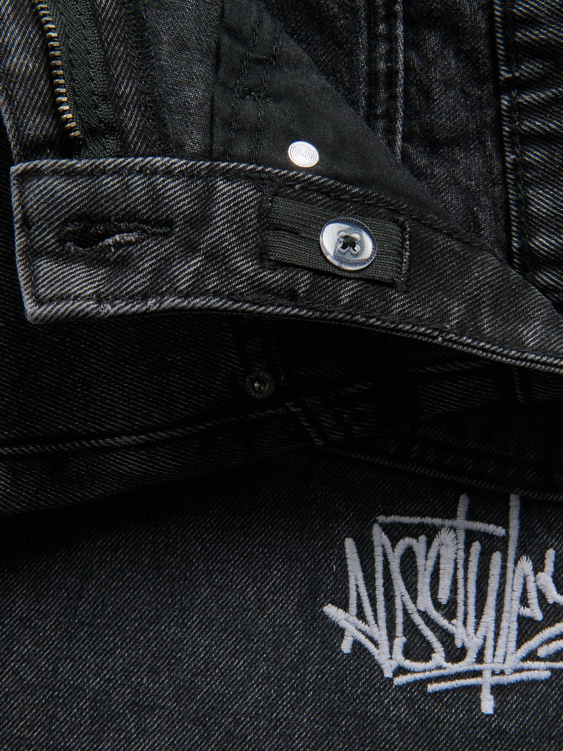 Black Denim Shorts, Black, large image number 1