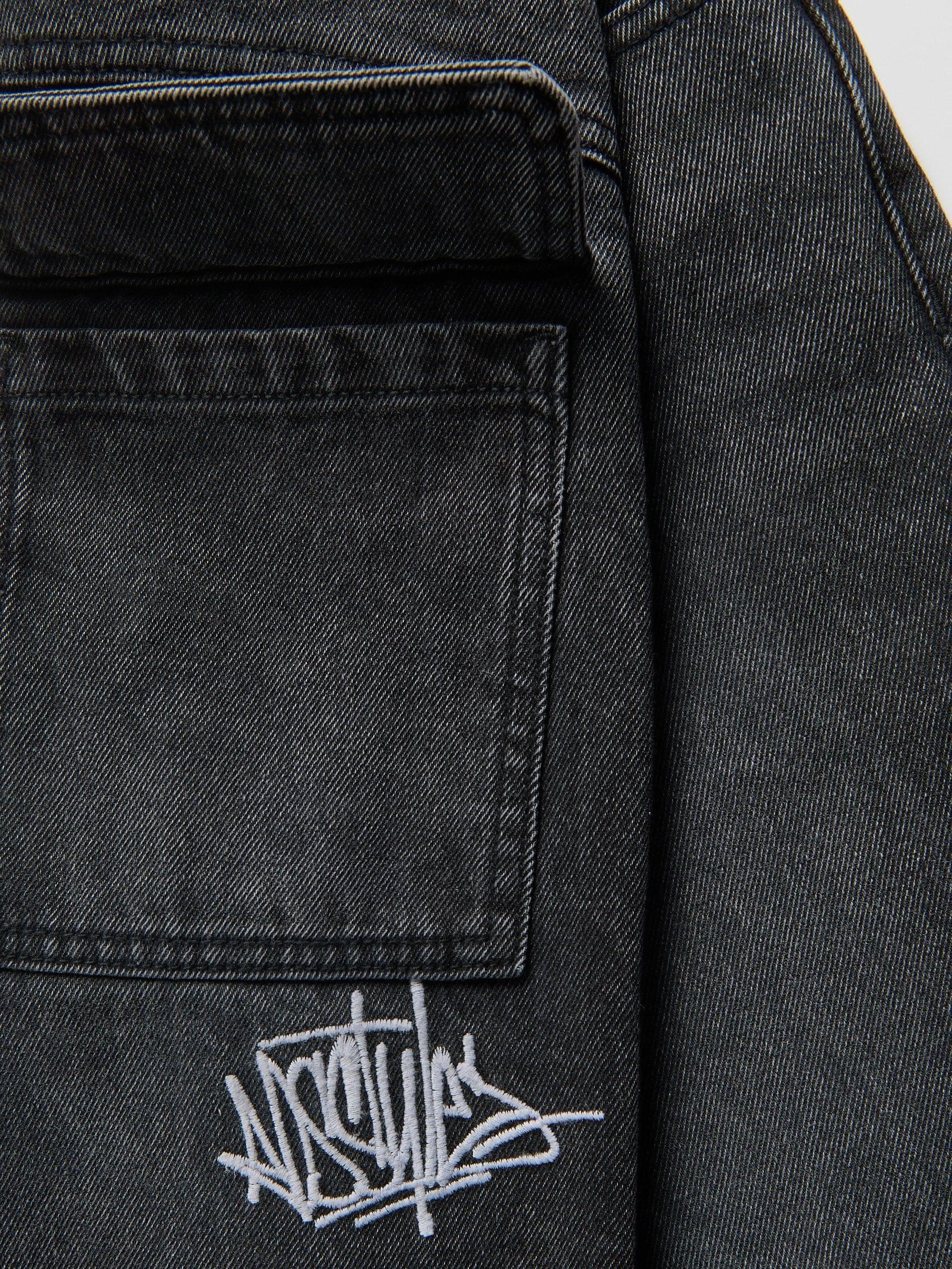 Black Denim Shorts, Black, large image number 2