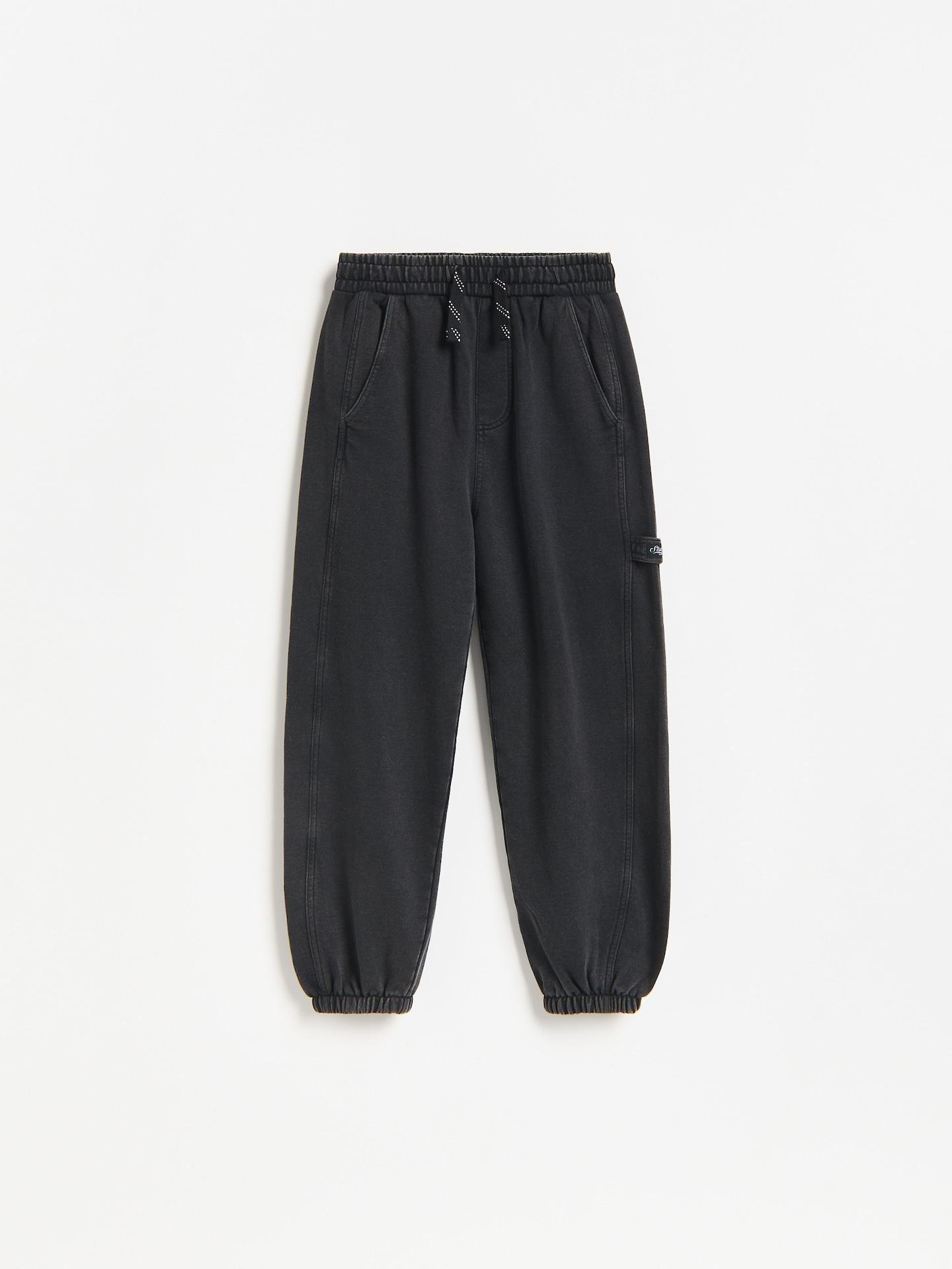 Black Baggy Joggers With Washed Effect, Black, medium