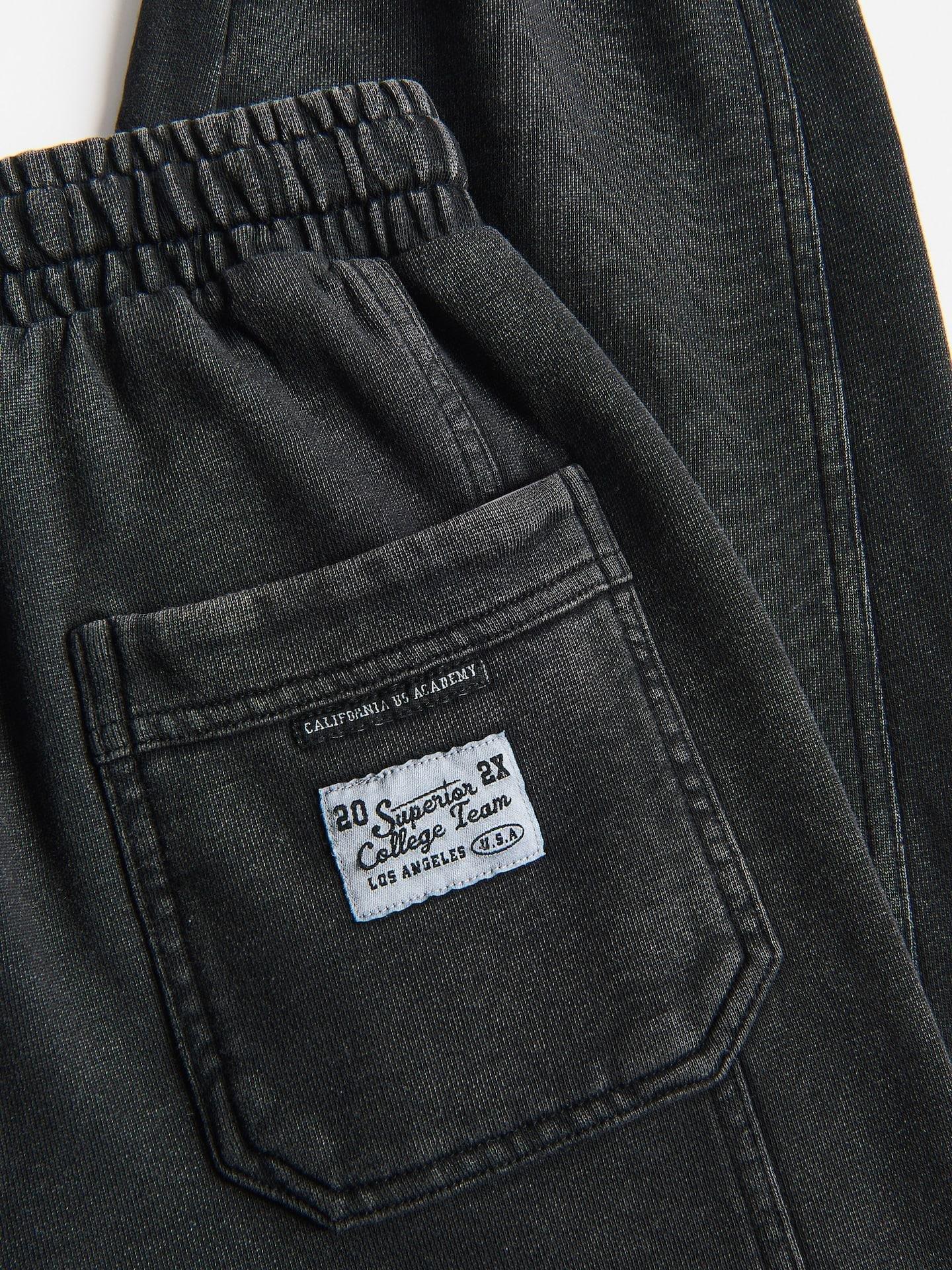Black Baggy Joggers With Washed Effect, Black, medium