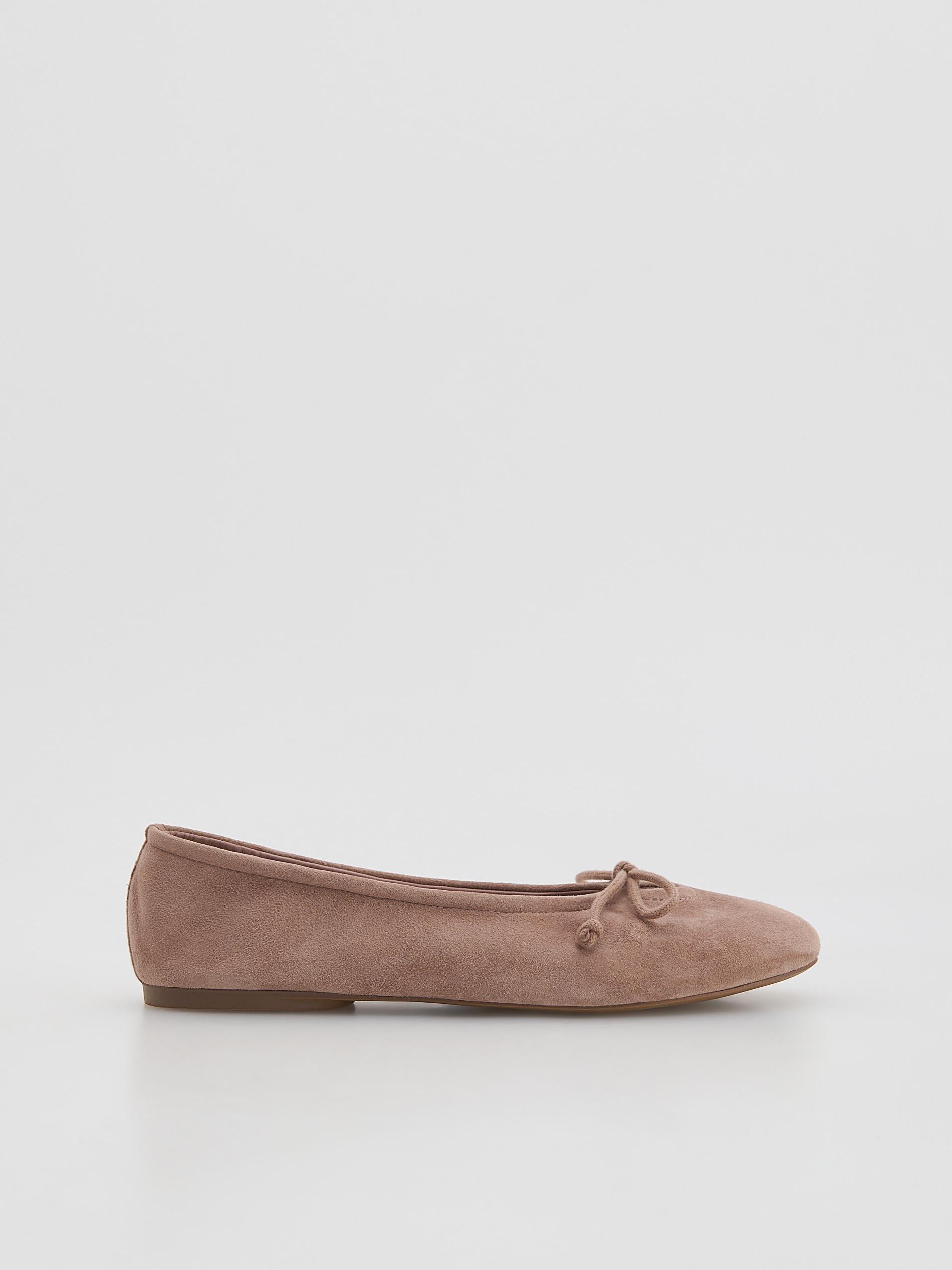 Peach Sheepskin Ballet Flats, Orange, medium