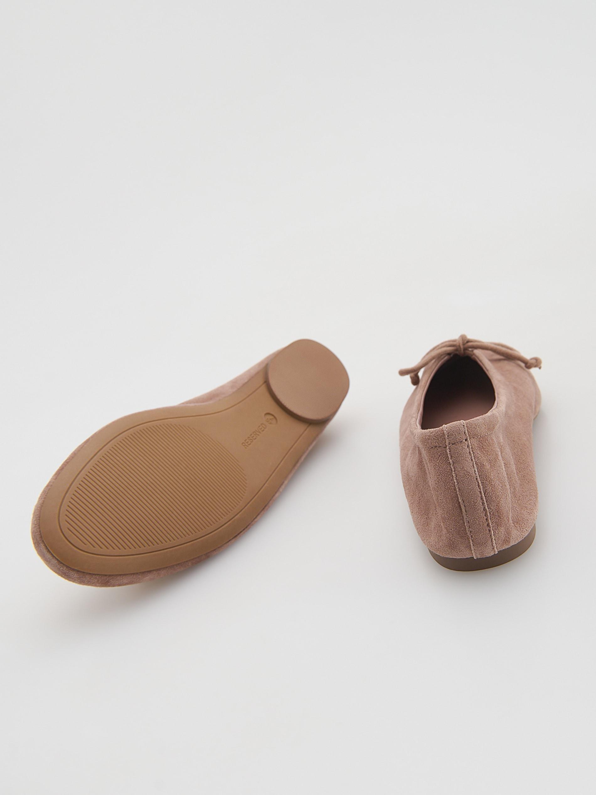 Peach Sheepskin Ballet Flats, Orange, large image number 2