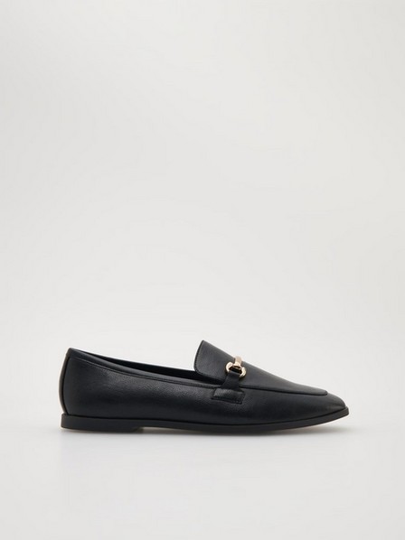 Reserved - Black Decorative Buckle Loafers