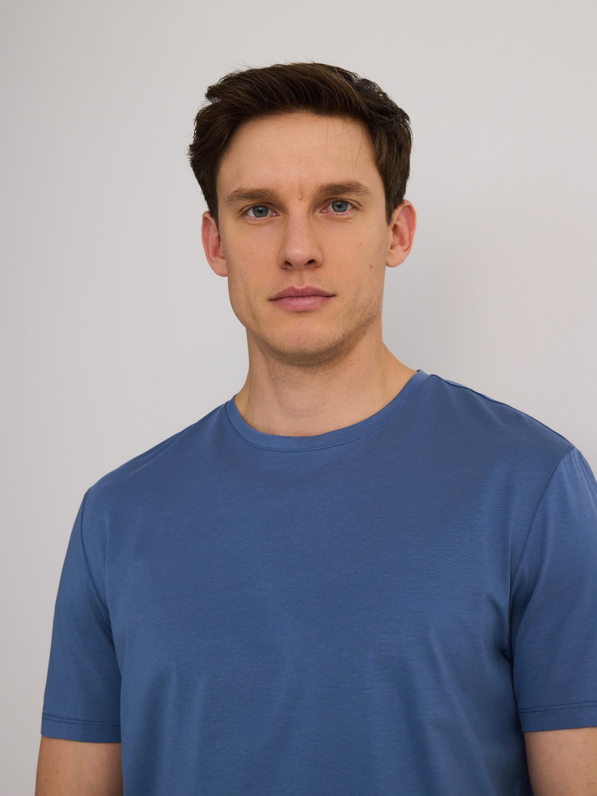 Blue Slim Fit T-Shirt With Added Modal, , medium