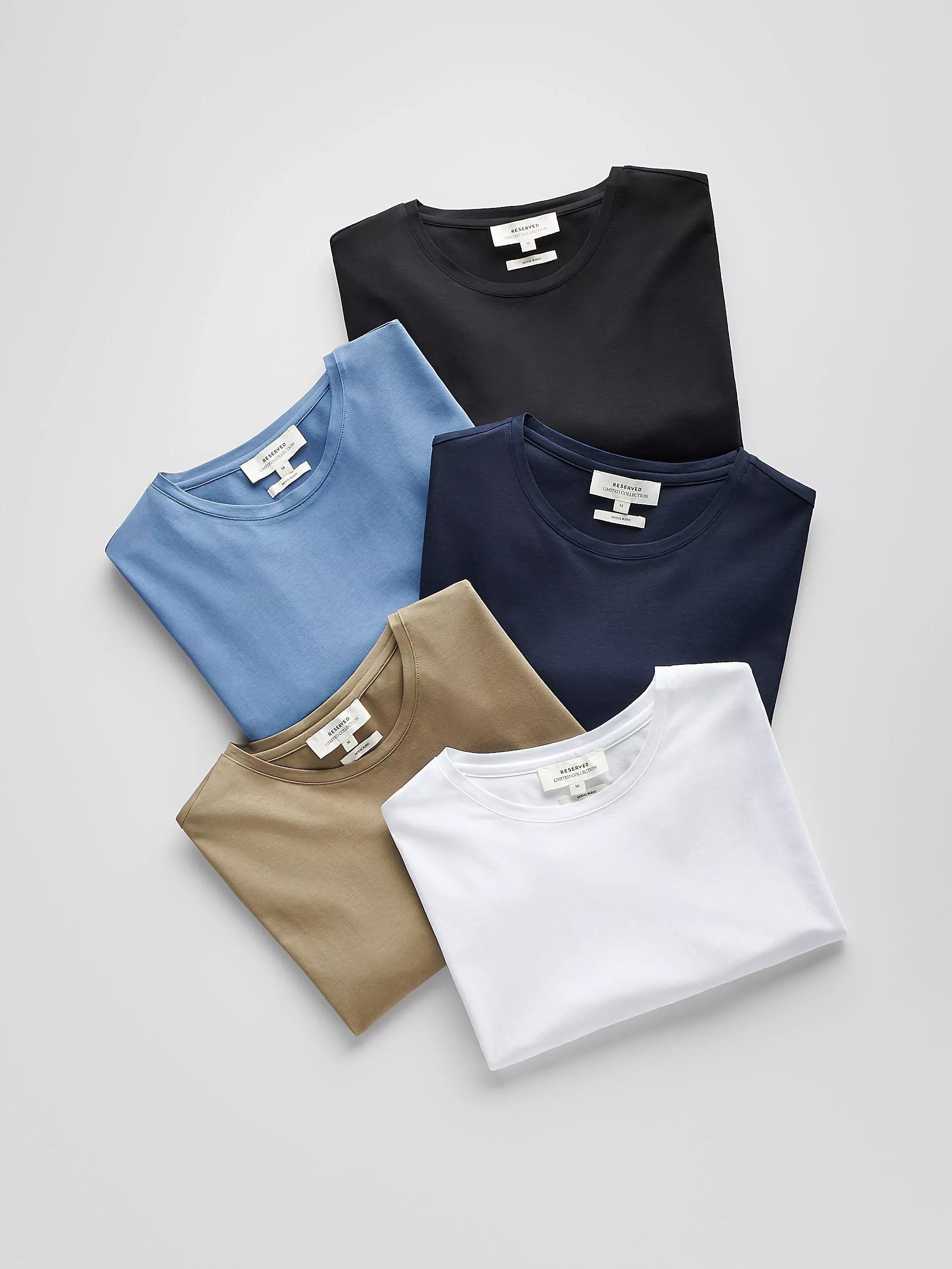 Blue Slim Fit T-Shirt With Added Modal, , large image number 5