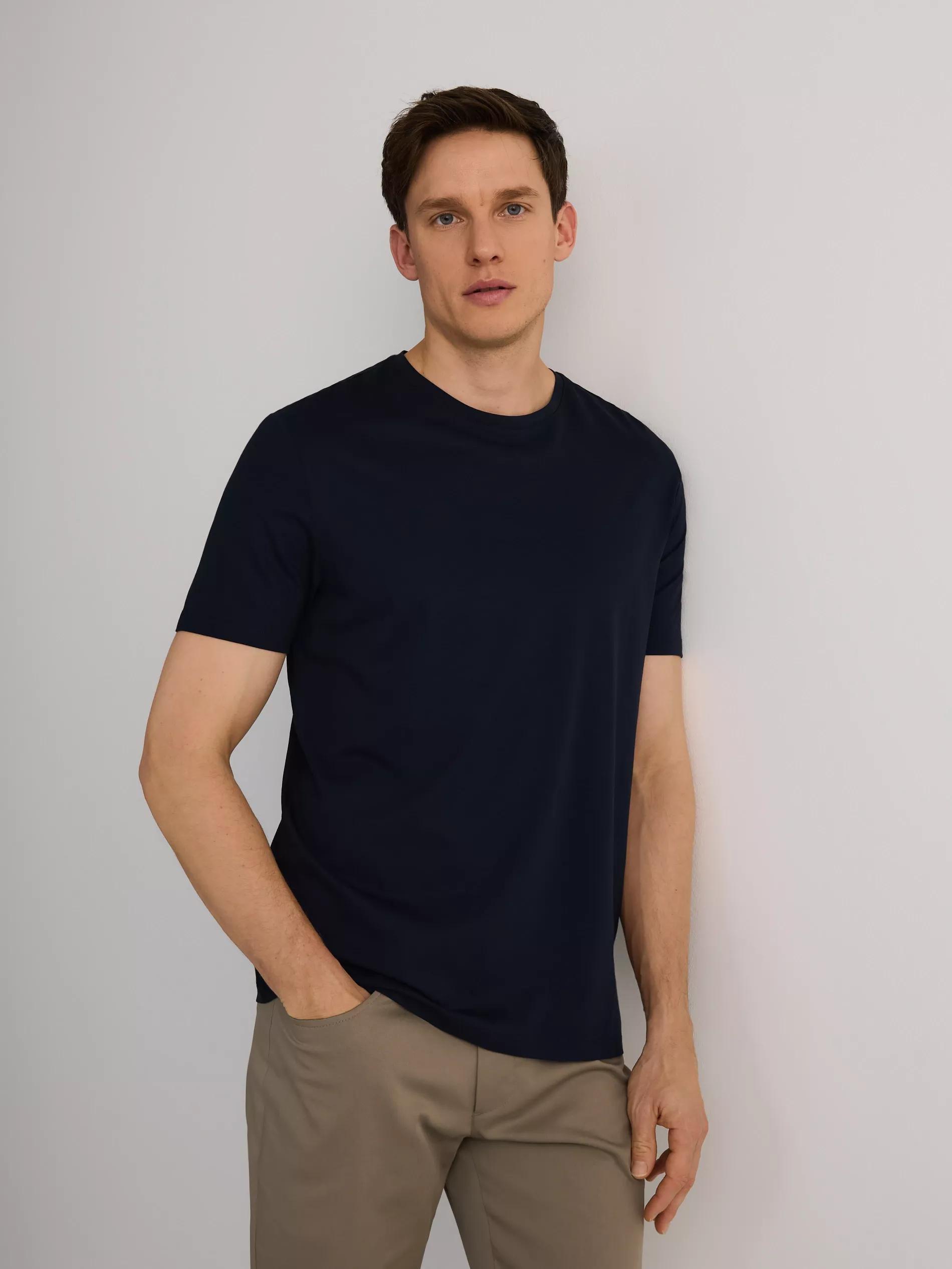 Navy Slim Fit T-Shirt With Added Modal, , large image number 0