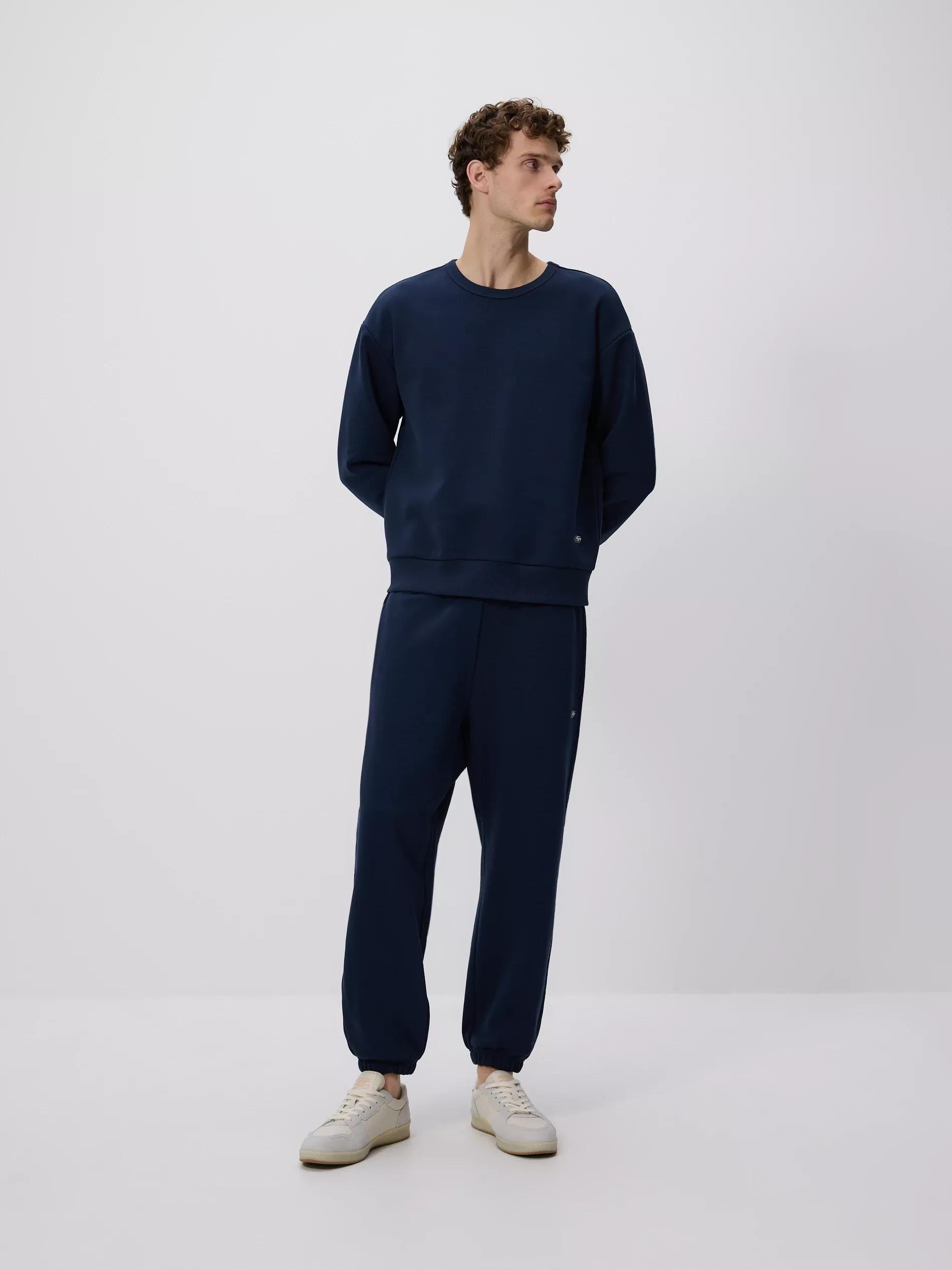 Navy Plain Cotton Rich Sweatshirt, Navy, large image number 1