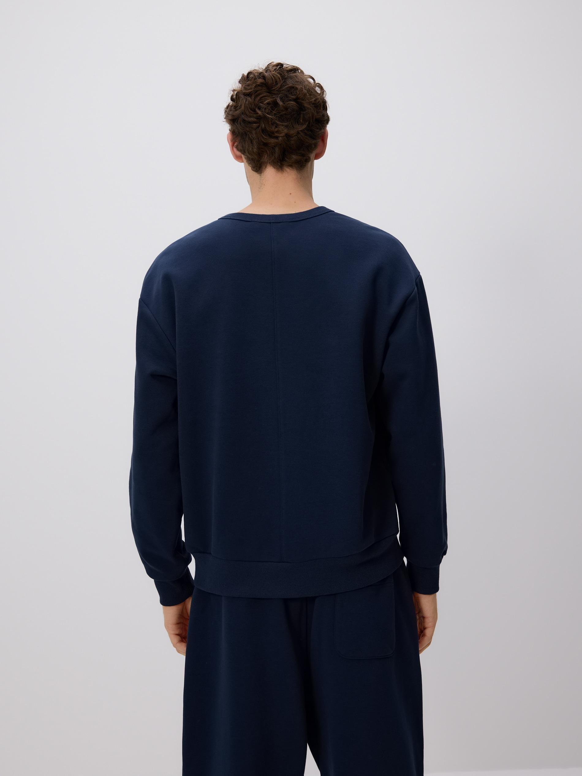 Navy Plain Cotton Rich Sweatshirt, Navy, large image number 3