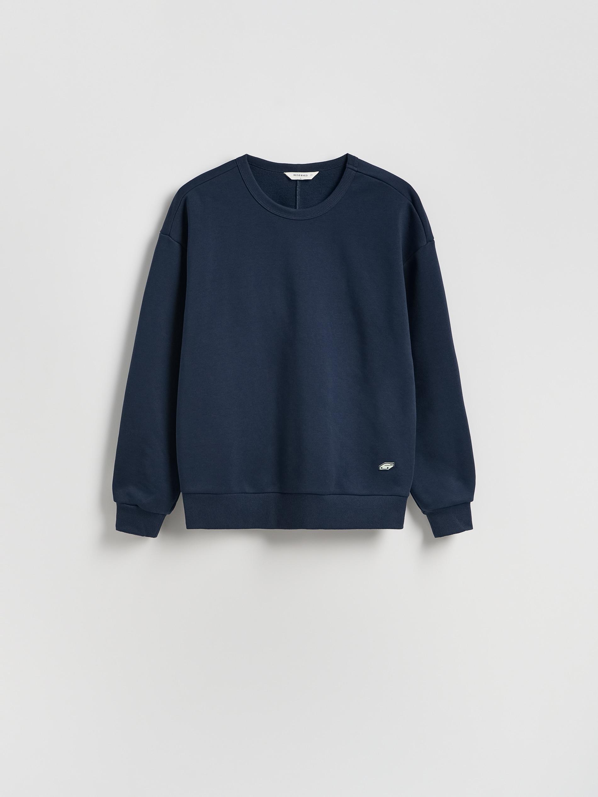 Navy Plain Cotton Rich Sweatshirt, Navy, large image number 4
