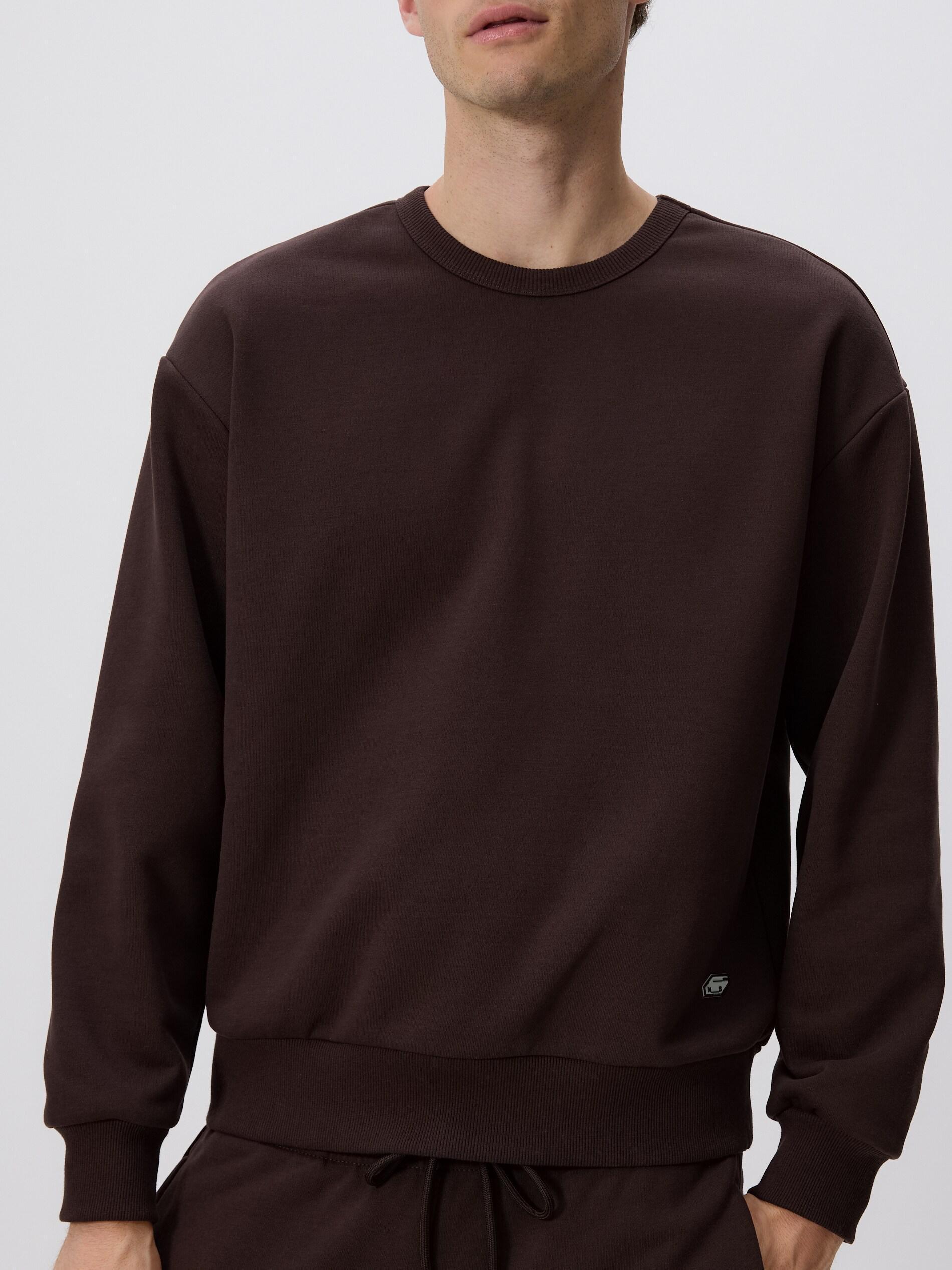 Brown Plain Cotton Rich Sweatshirt, Brown, medium