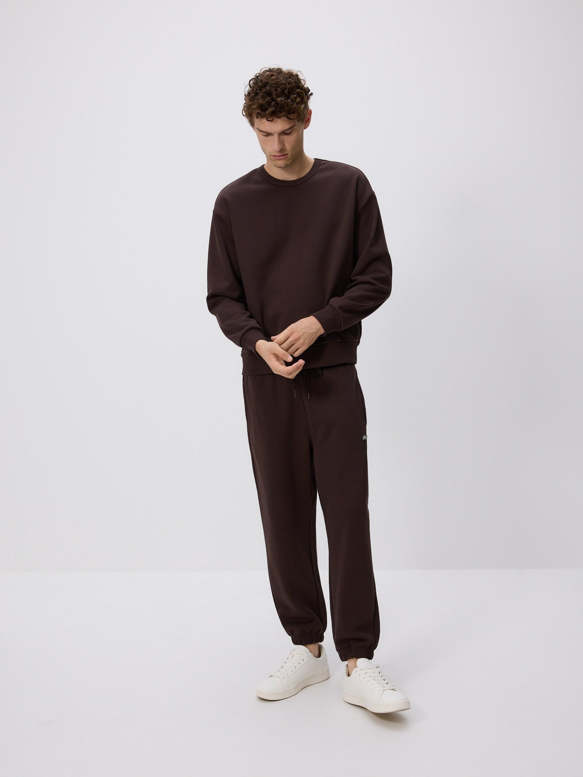Brown Plain Cotton Rich Sweatshirt, Brown, medium
