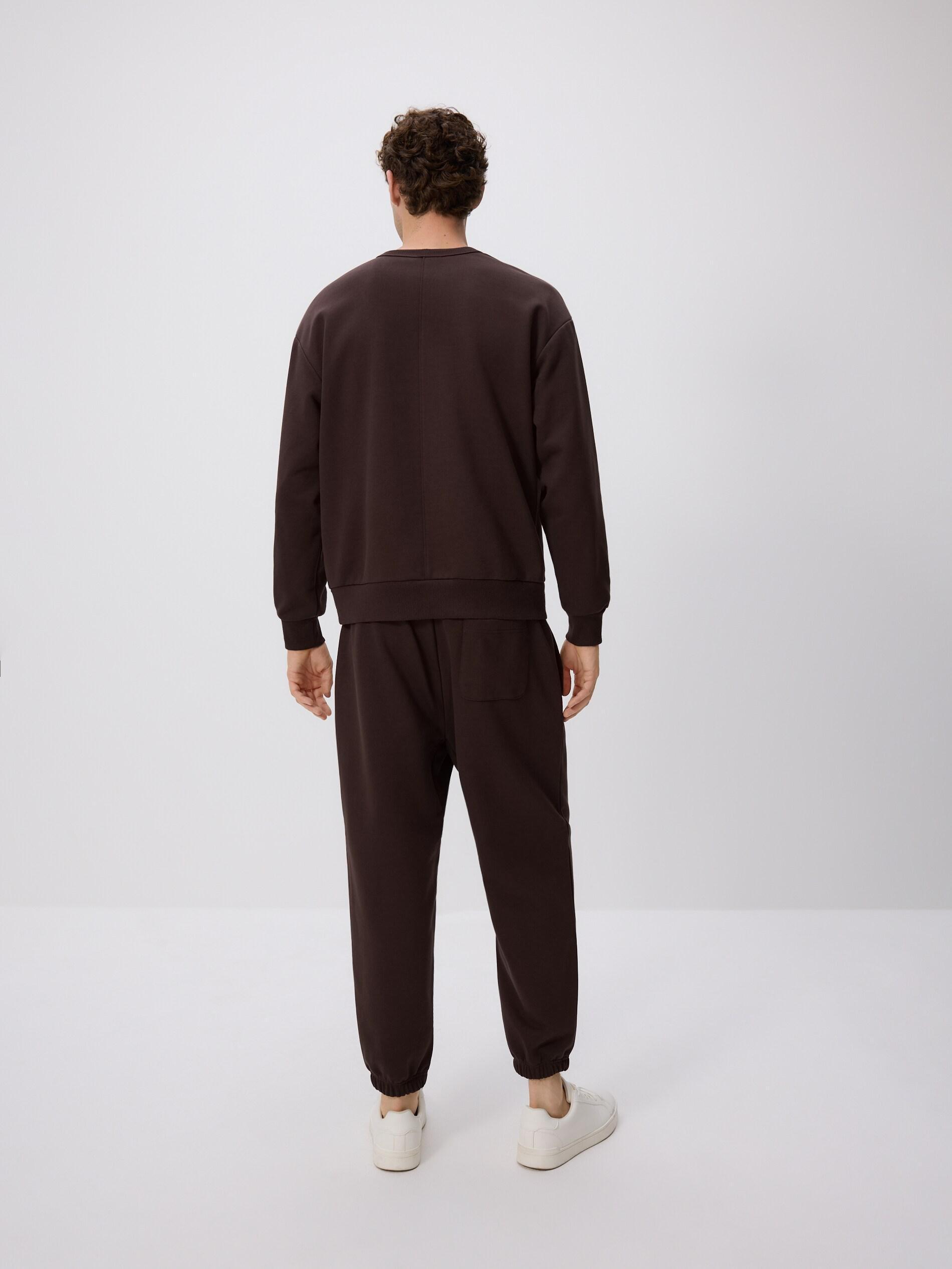سويت شيرت سادة غني بالقطن بني, Brown, large image number 3