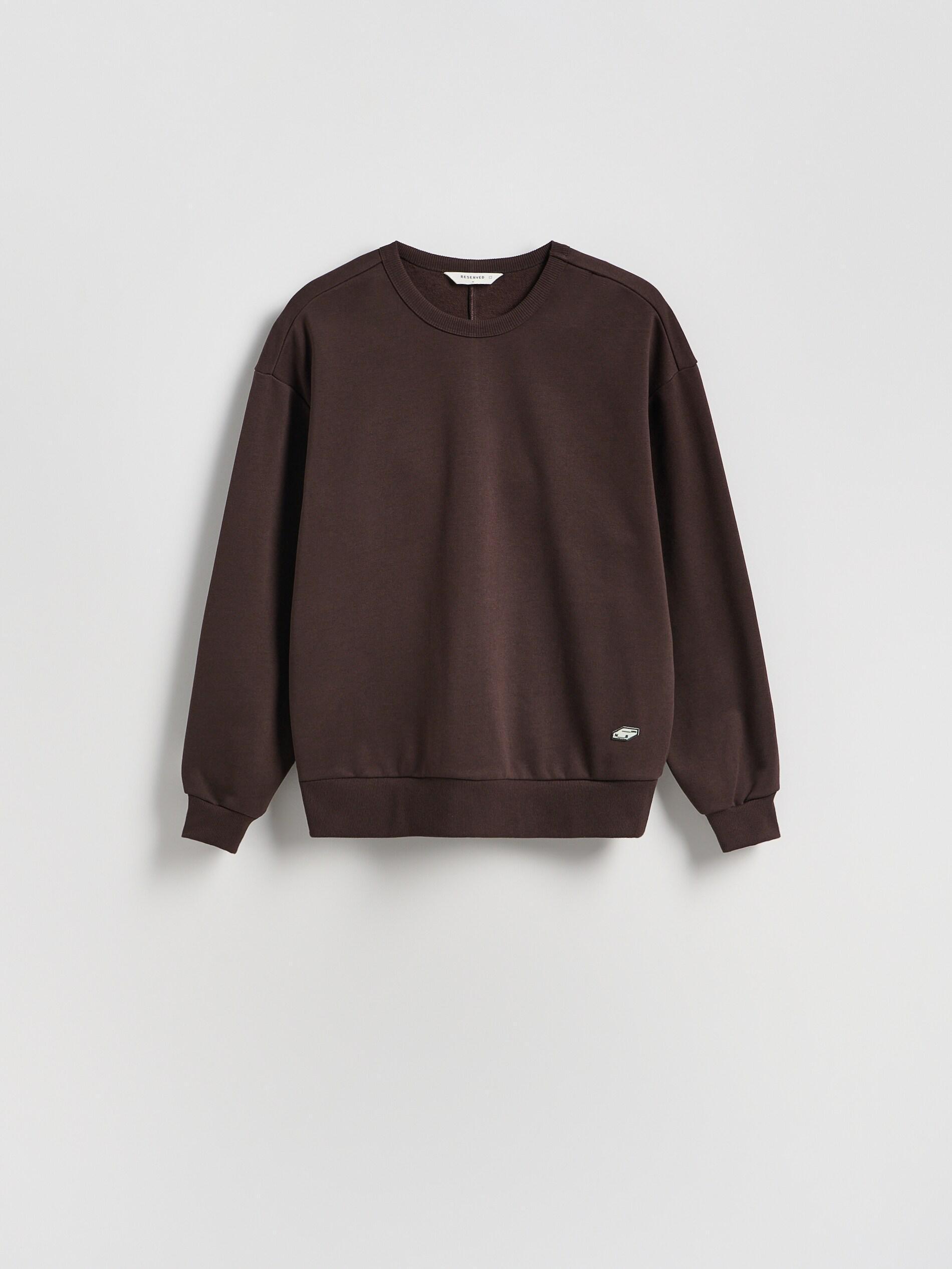 Brown Plain Cotton Rich Sweatshirt, Brown, large image number 4
