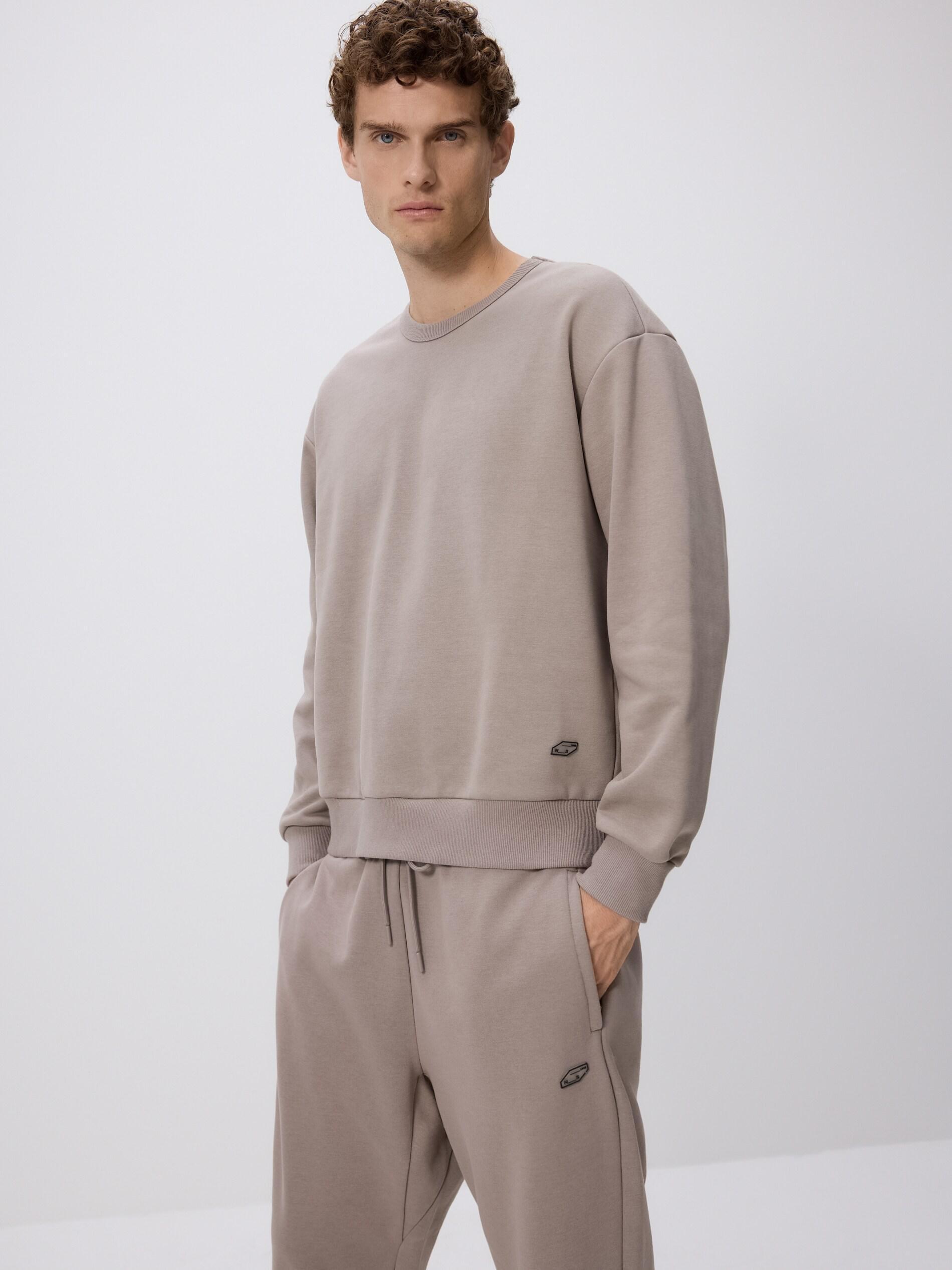 Grey Plain Cotton Rich Sweatshirt, Grey, medium