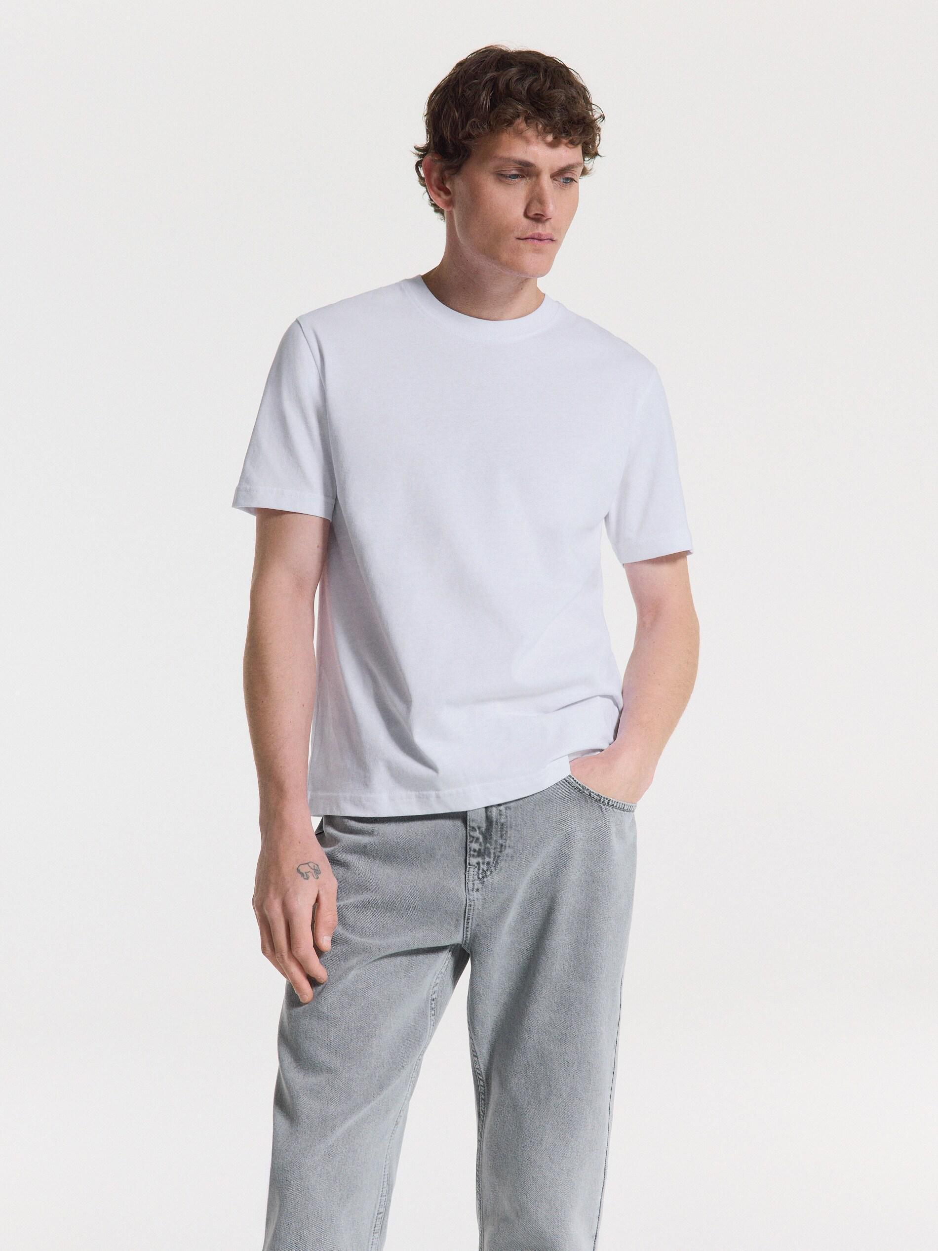 White Regular Cotton T-Shirt, White, medium