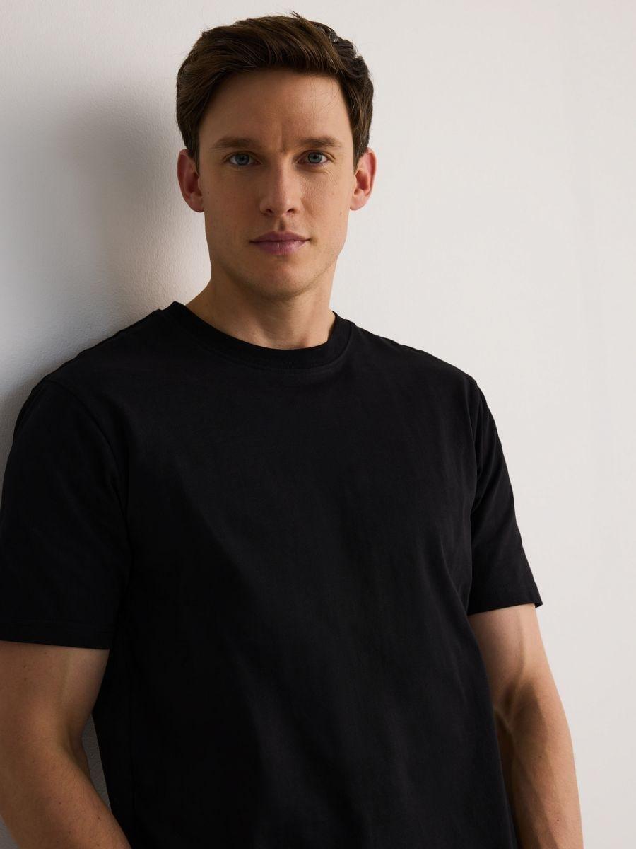 Black Regular Cotton T-Shirt, , large image number 0