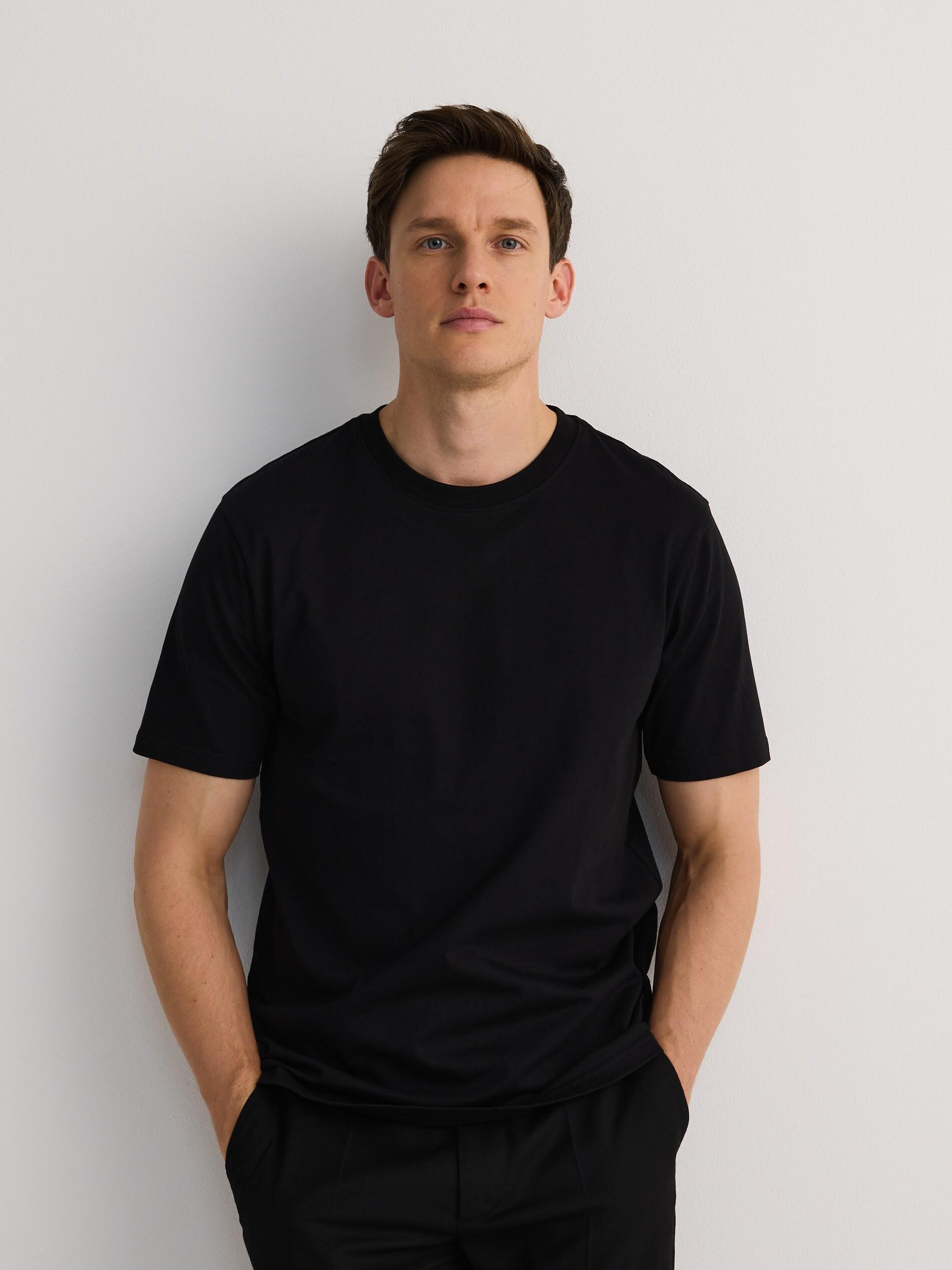Black Regular Cotton T-Shirt, Black, medium