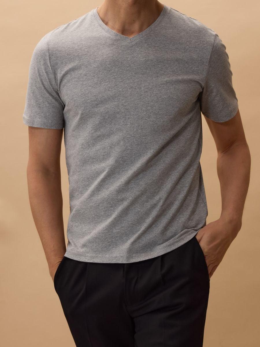 Grey Slim V-Neck T-Shirt, , large image number 0