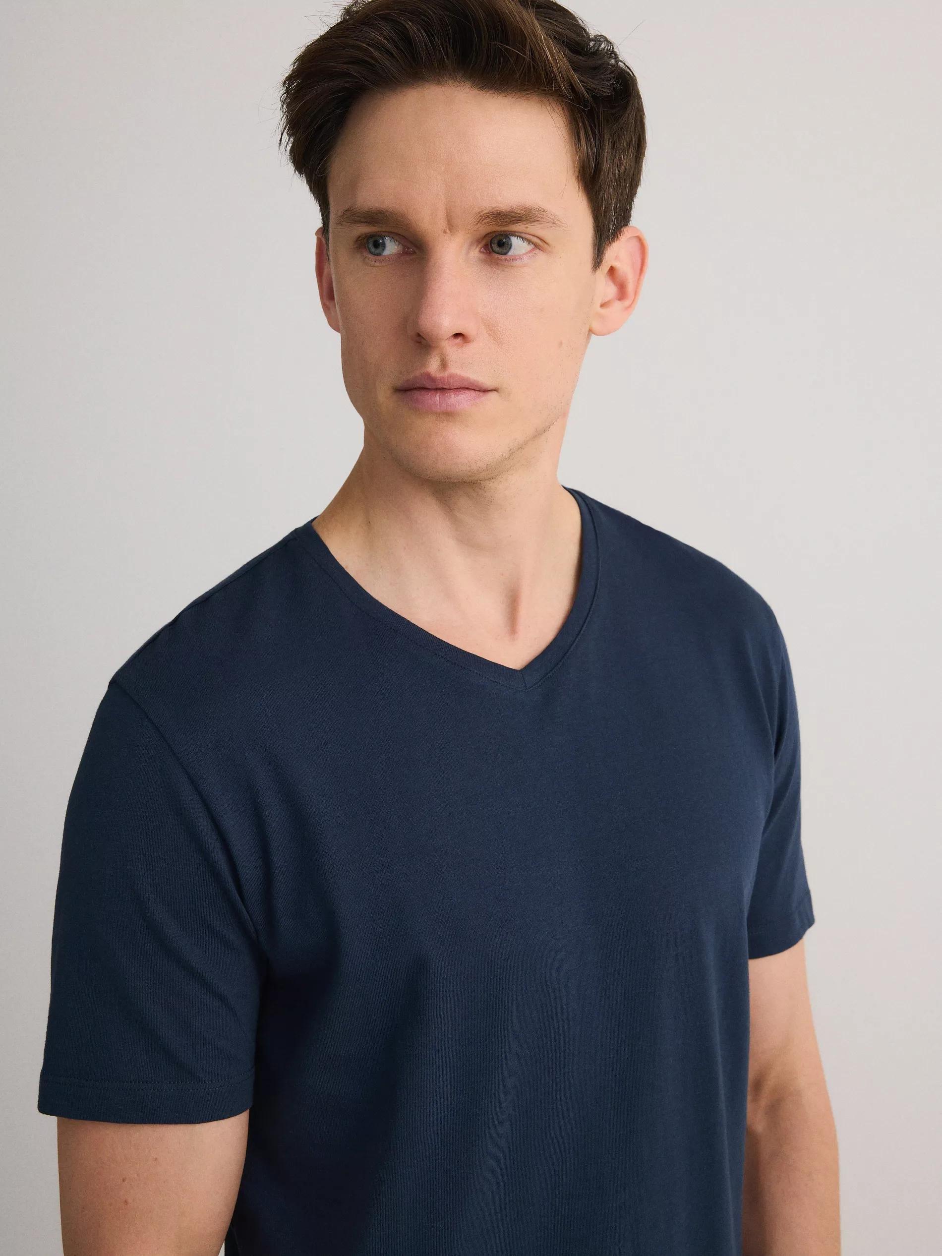 Navy Slim V-Neck T-Shirt, , large image number 1