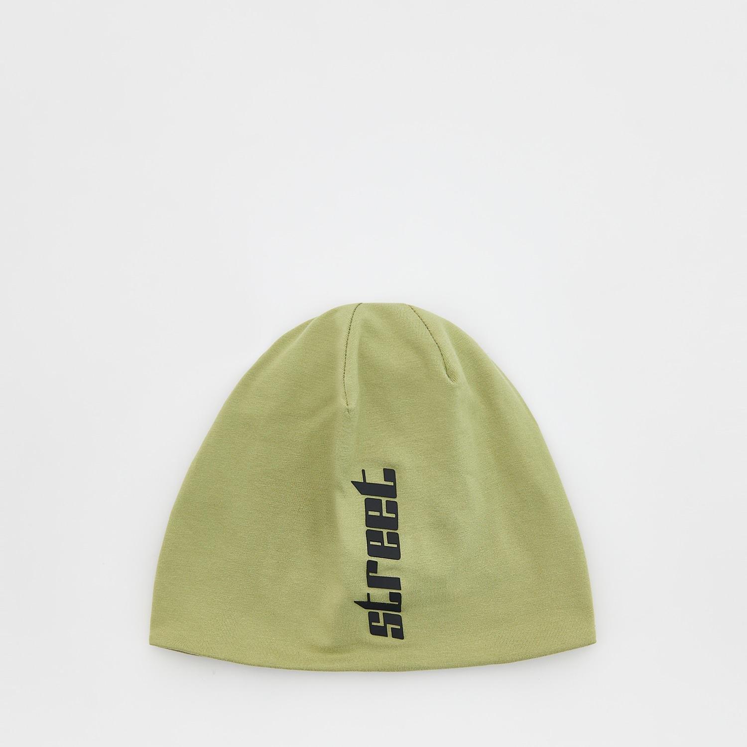Khaki Cotton Rich Printed Beanie, , large image number 0