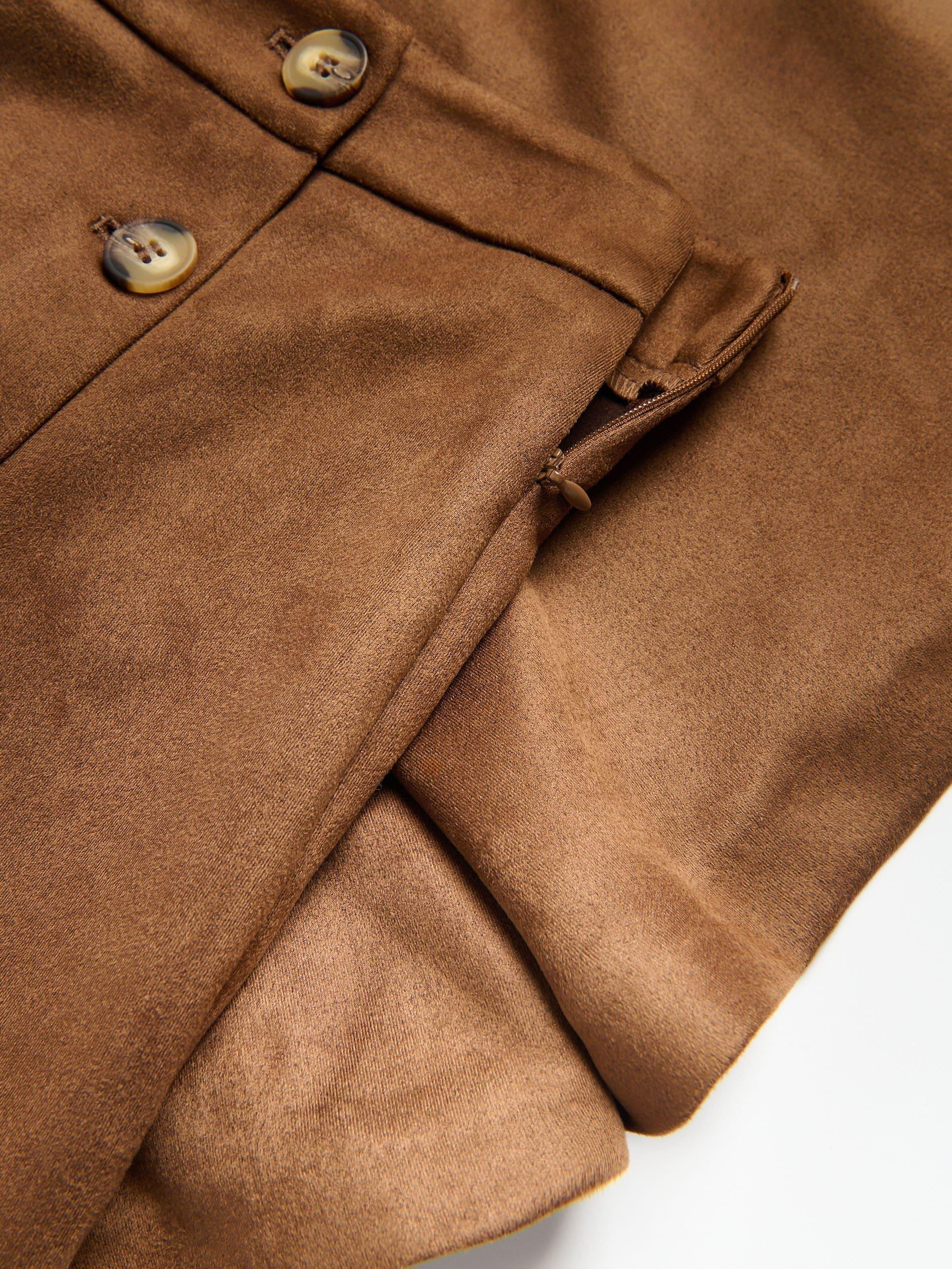 Brown Faux Suede Tennis Skirt, , large image number 1