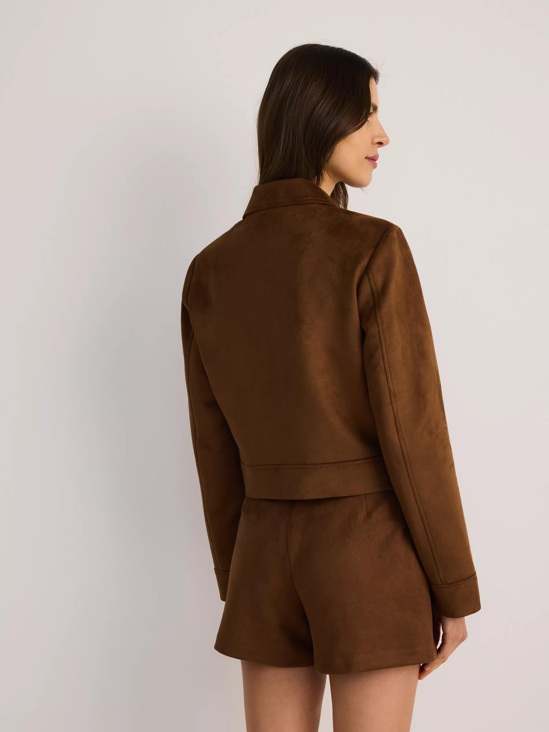 Brown Faux Suede Tennis Skirt, , large image number 5