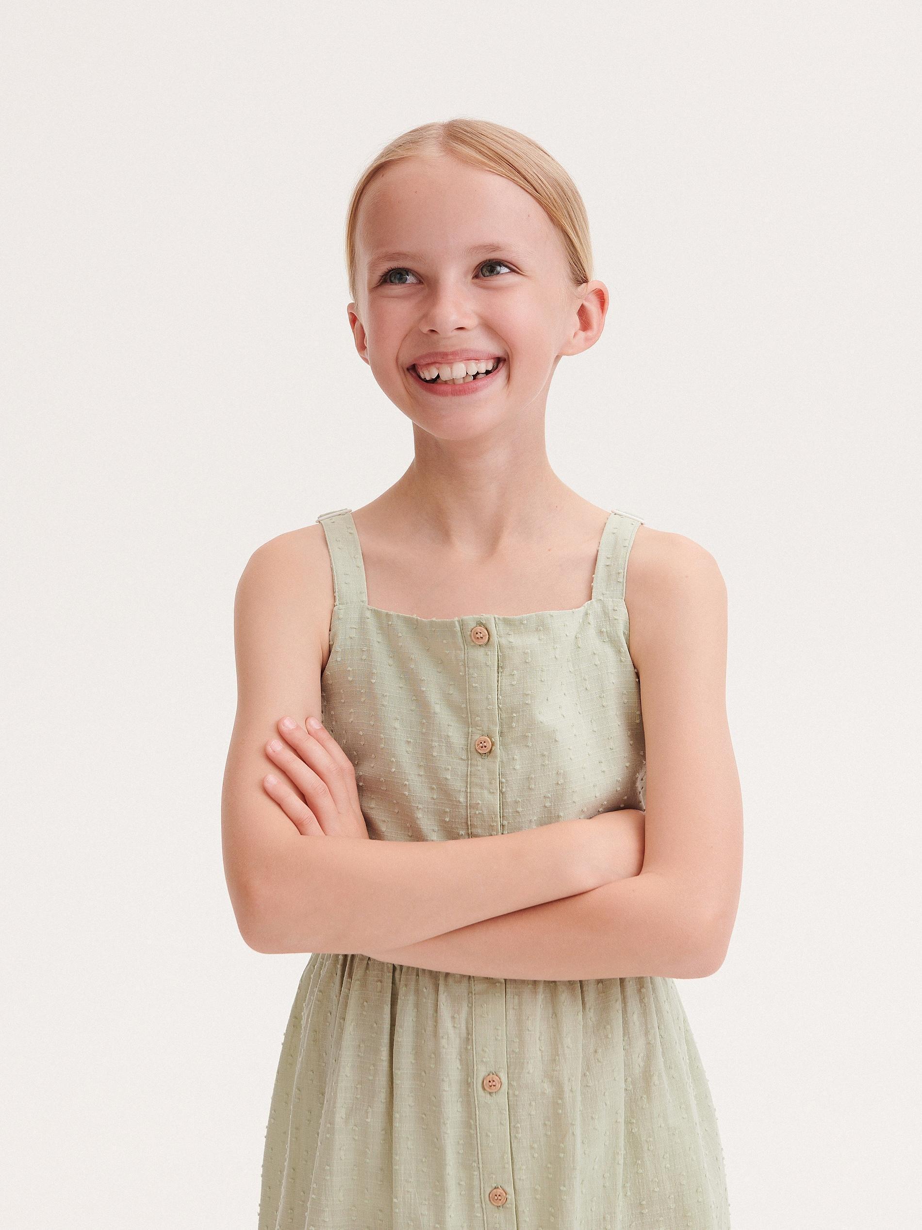 Green Cami Dress, Kids Girls, , large image number 1